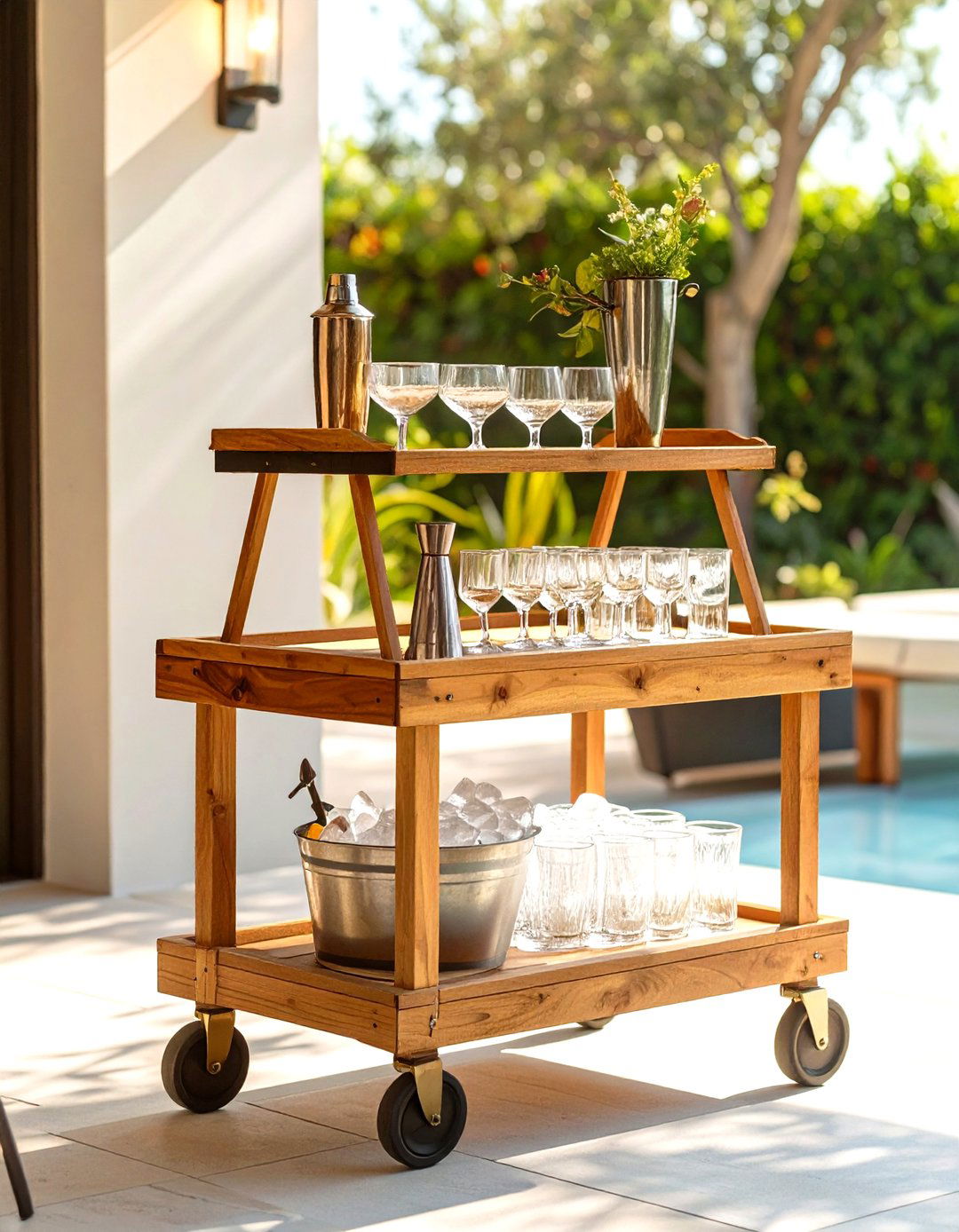 A DIY Outdoor Bar Cart for the Patio - 30 simple patio ideas