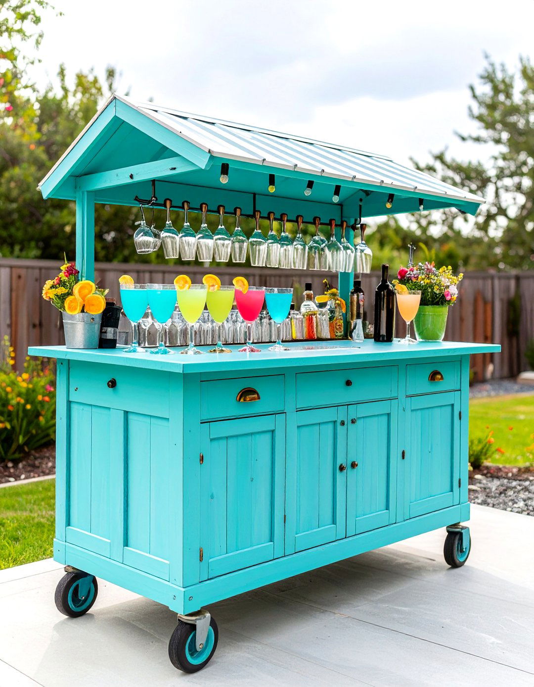 A DIY Outdoor Bar Cart - 30 backyard ideas on a budget