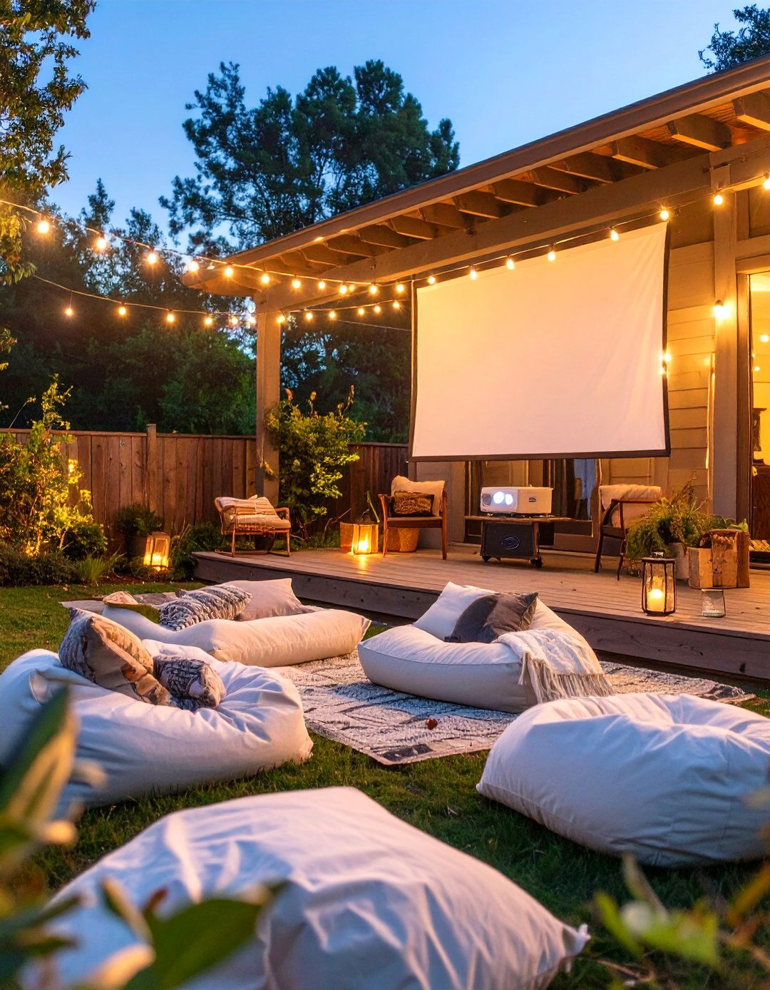 A DIY Outdoor Movie Theater Porch - 30 back porch ideas on a budget