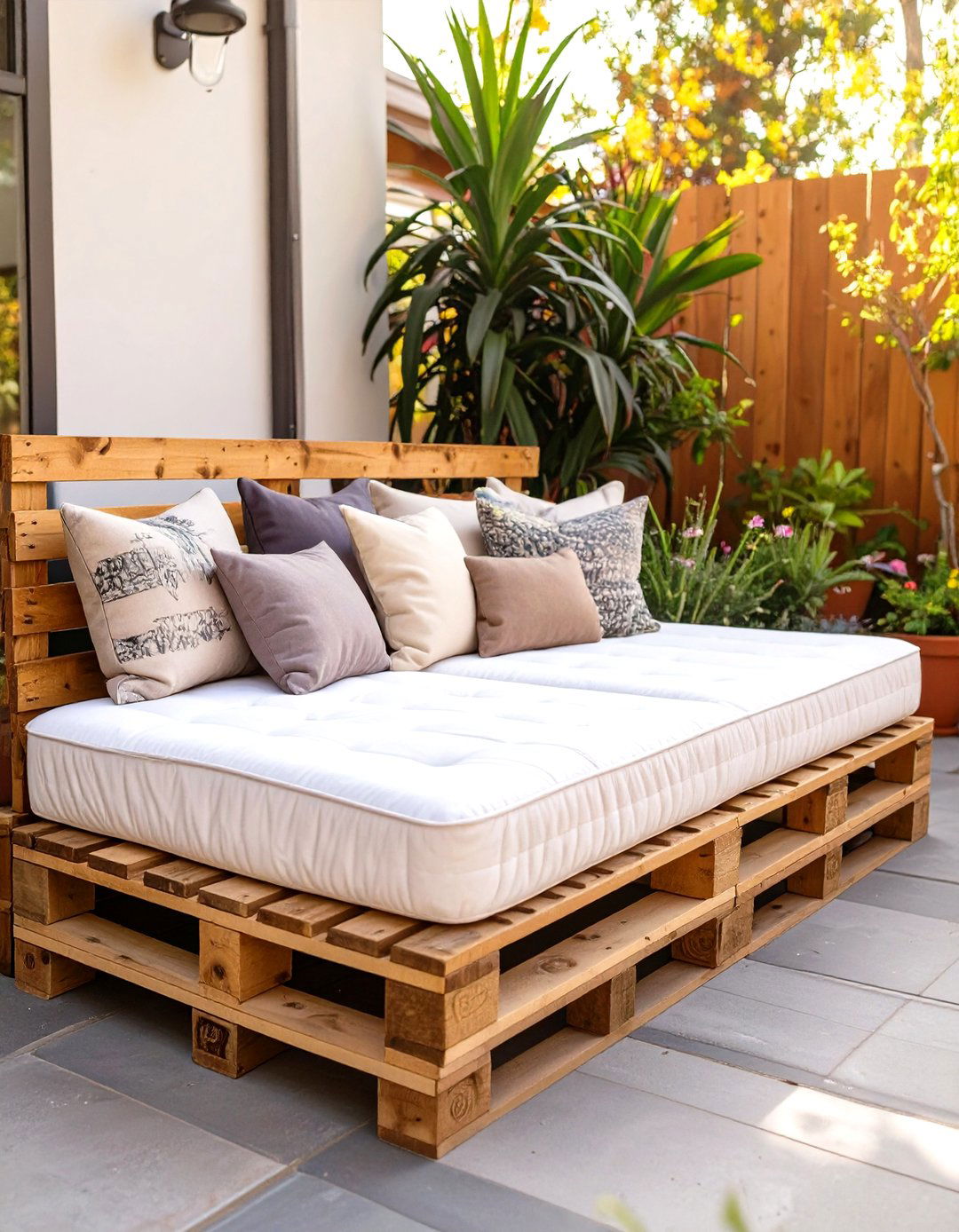 A DIY Pallet Daybed for a Small Patio - 30 small outdoor patio ideas