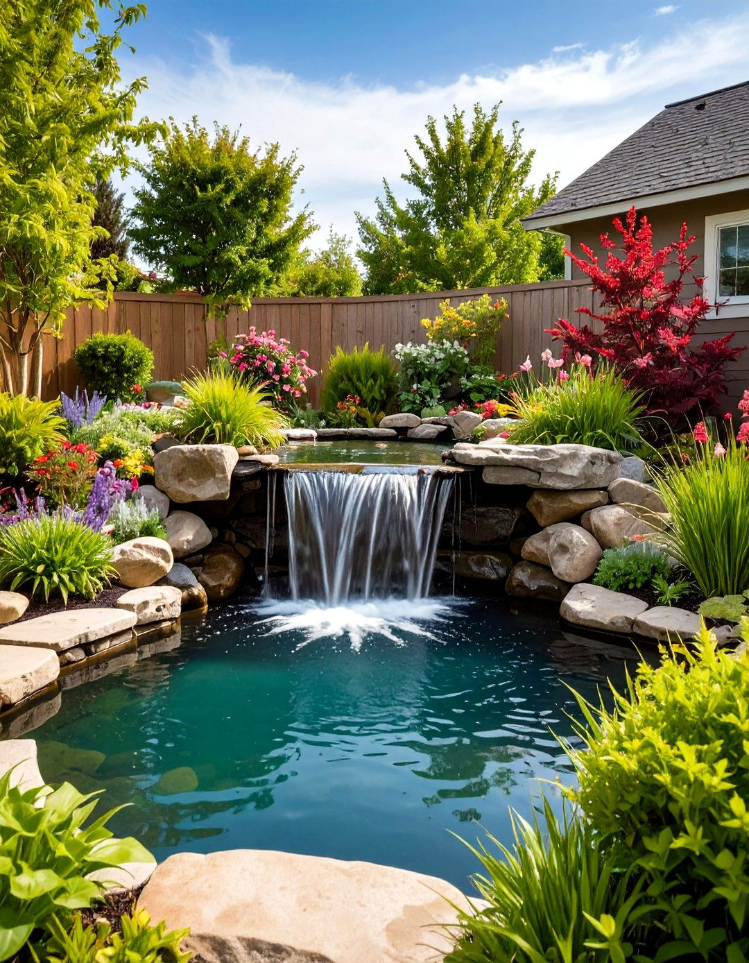 A DIY Water Feature and Pond - 30 diy backyard ideas