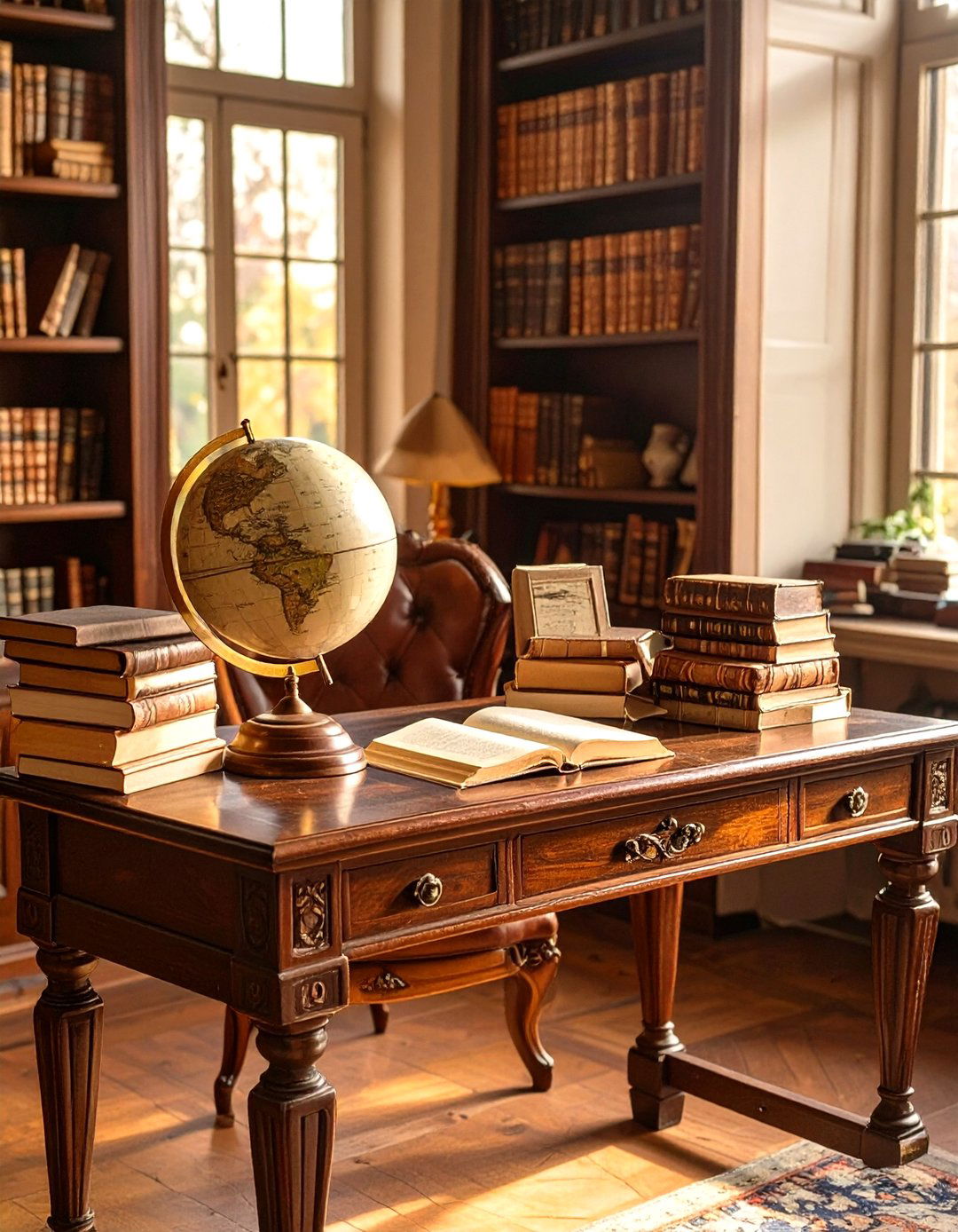 A Dark Academia Themed Desk - 30 office desk organization ideas
