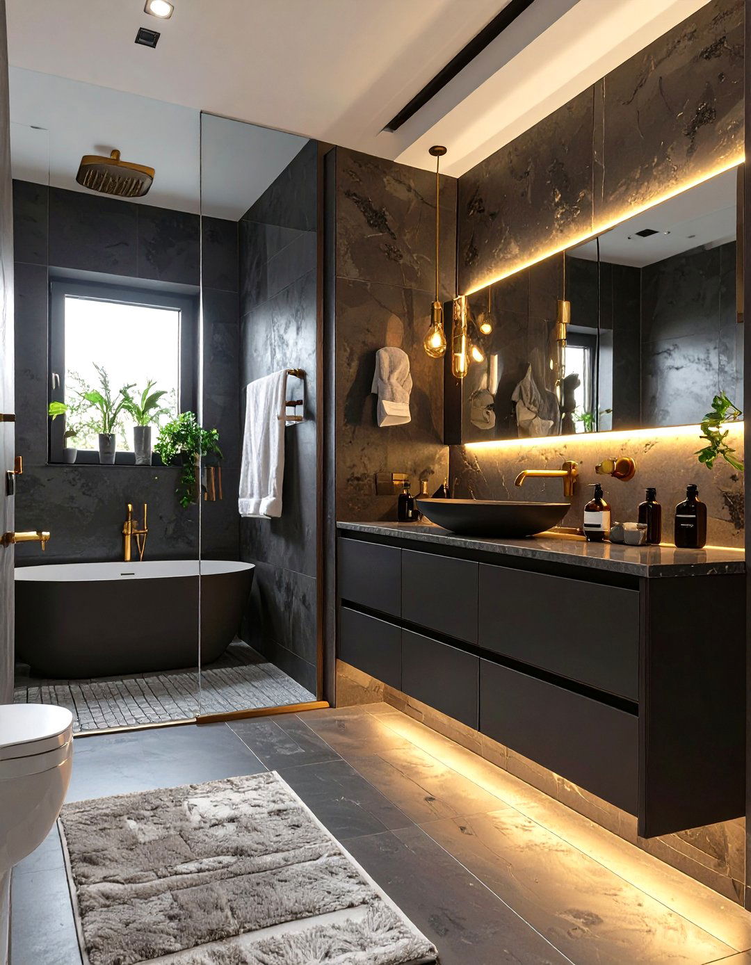 A Dark And Dramatic Bathroom - 30 luxury bathroom ideas