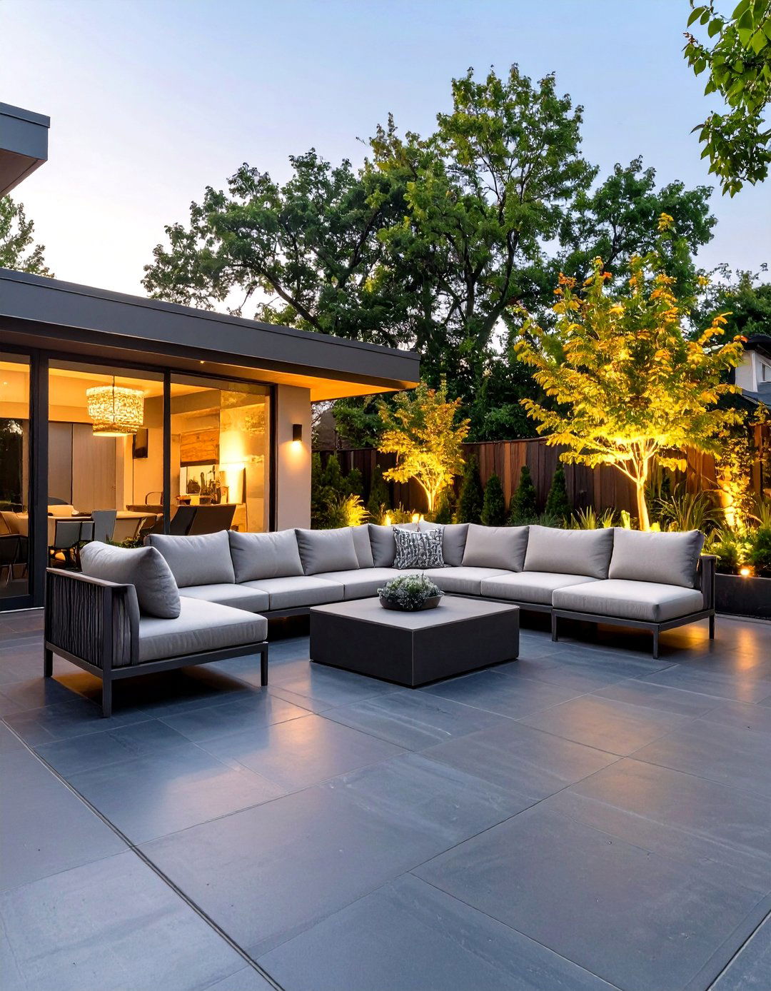 A Dark Charcoal Concrete Patio Design - 30 modern concrete patio ideas