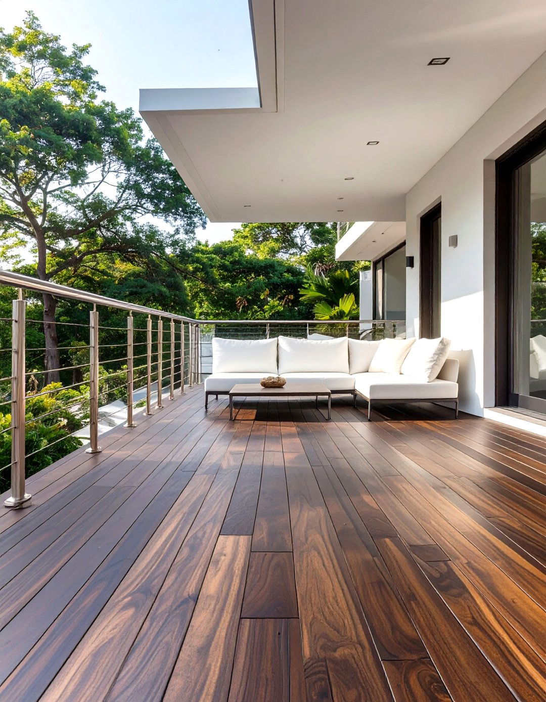 A Dark Stained Ipe Wood Deck - 30 deck floor covering ideas