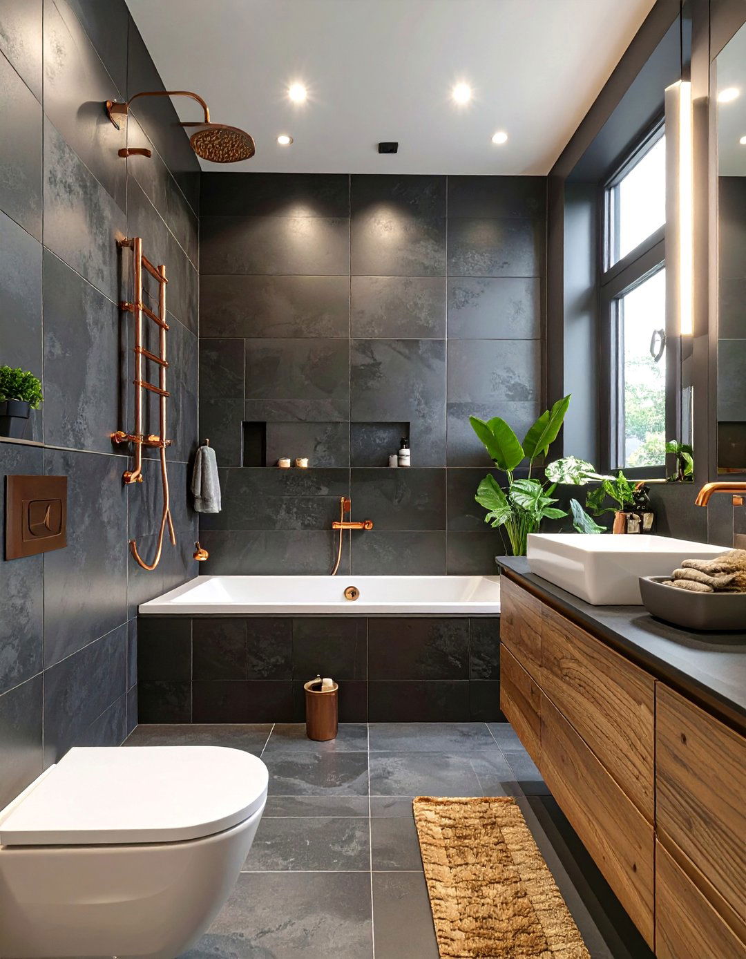 A Dark and Moody Atmosphere - 30 bathtub shower combo ideas for small bathrooms