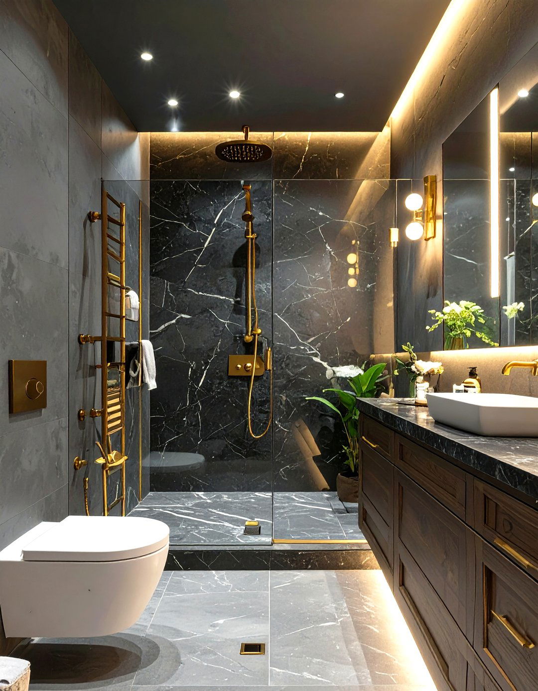 A Dark and Moody Bathroom Design - 30 master bathroom layout ideas