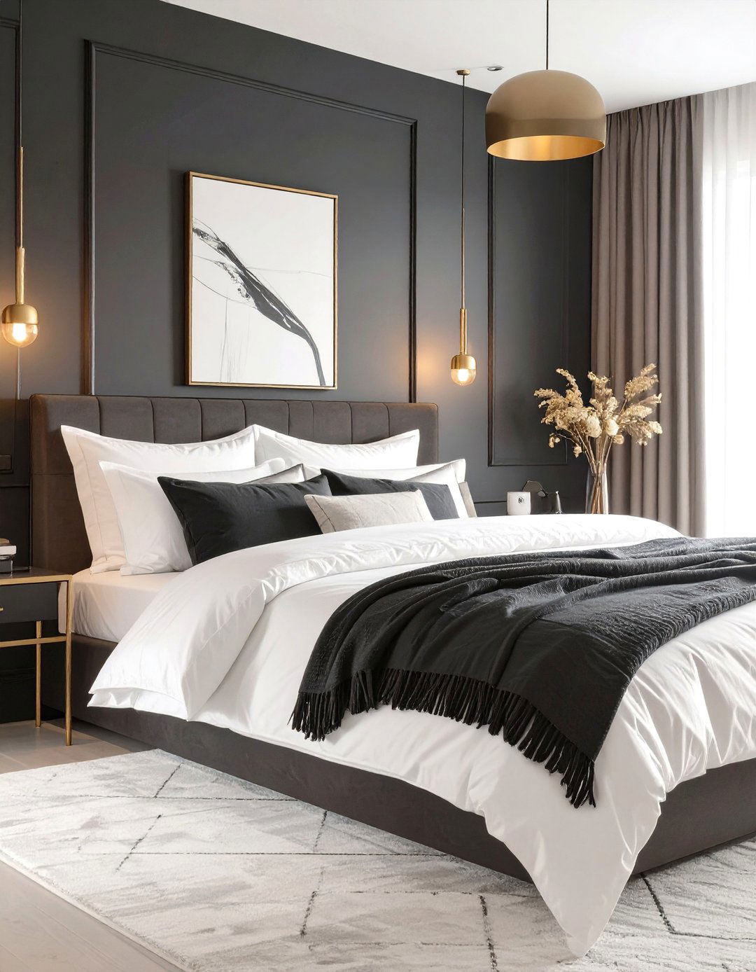 A Dark and Moody Black Dominant Bedroom - 30 black and white bedroom ideas