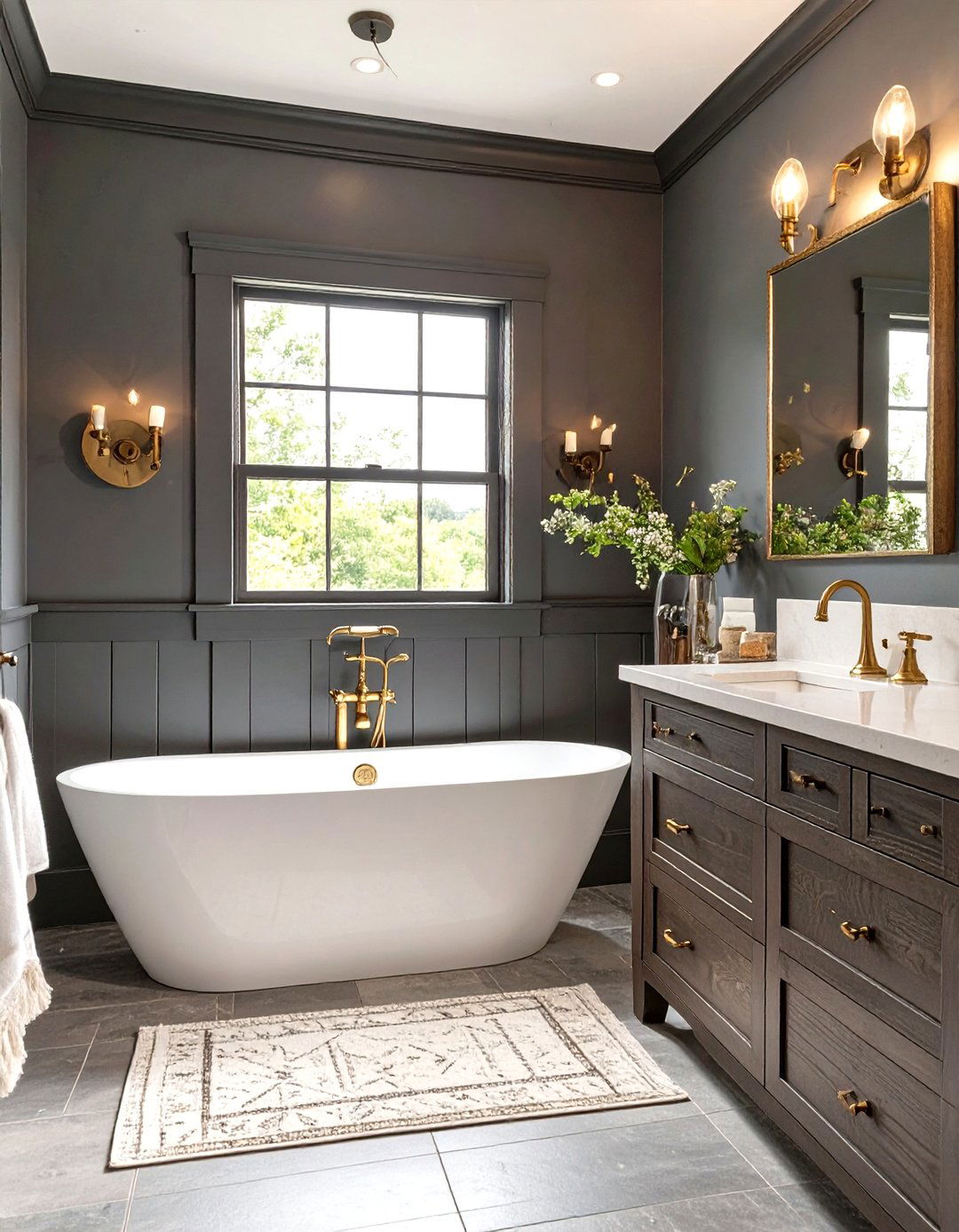 A Dark and Moody Farmhouse Bathroom - 30 farmhouse rustic bathroom ideas