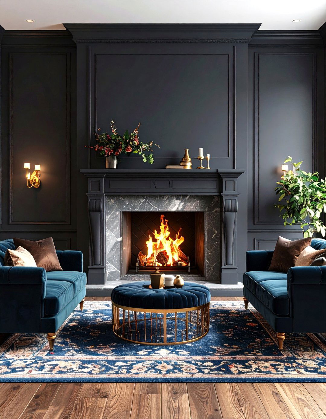 A Dark and Moody Living Room Fireplace - 30 living room fireplace ideas