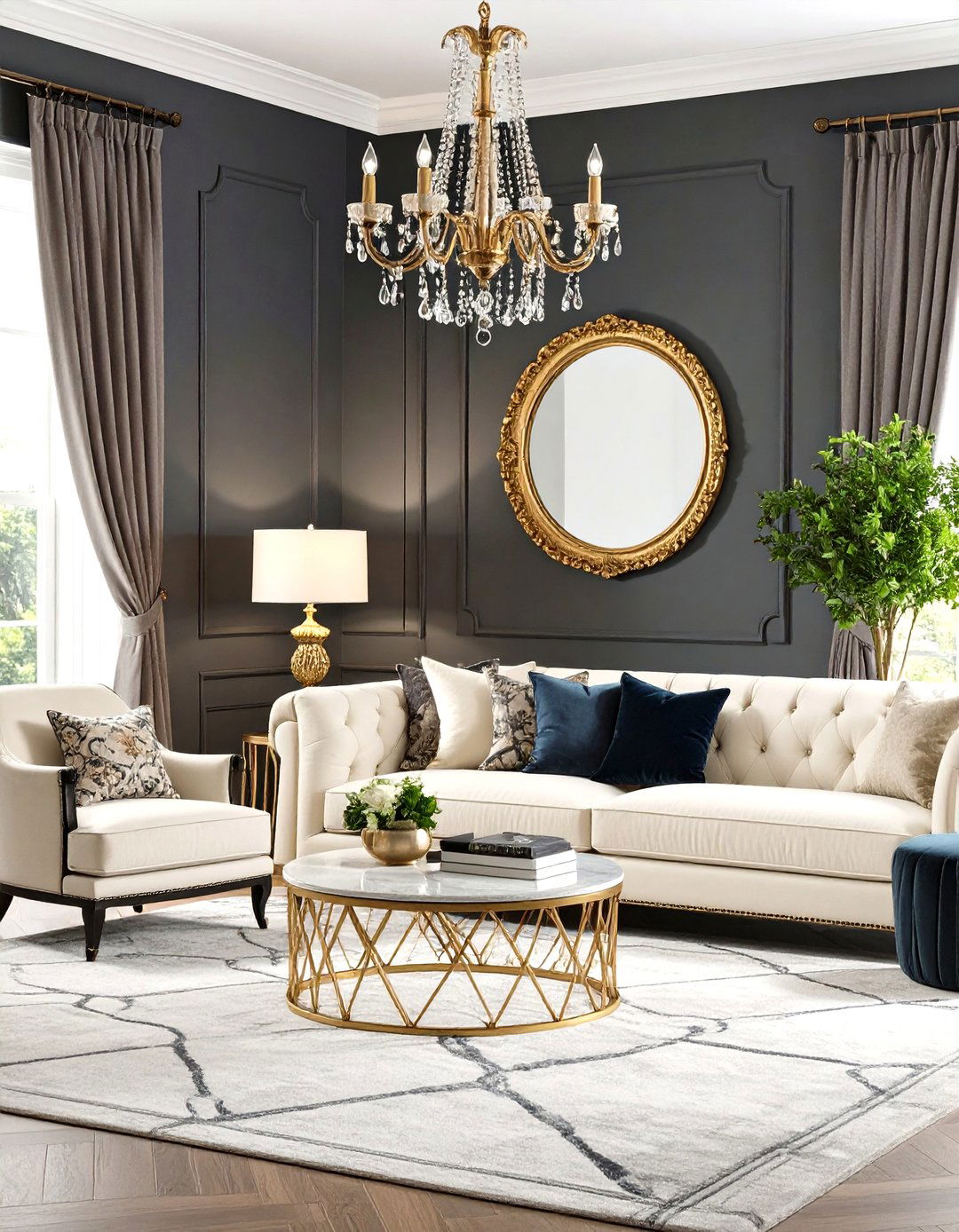 A Dark and Moody Painted Living Room Wall - 30 accent wall ideas living room