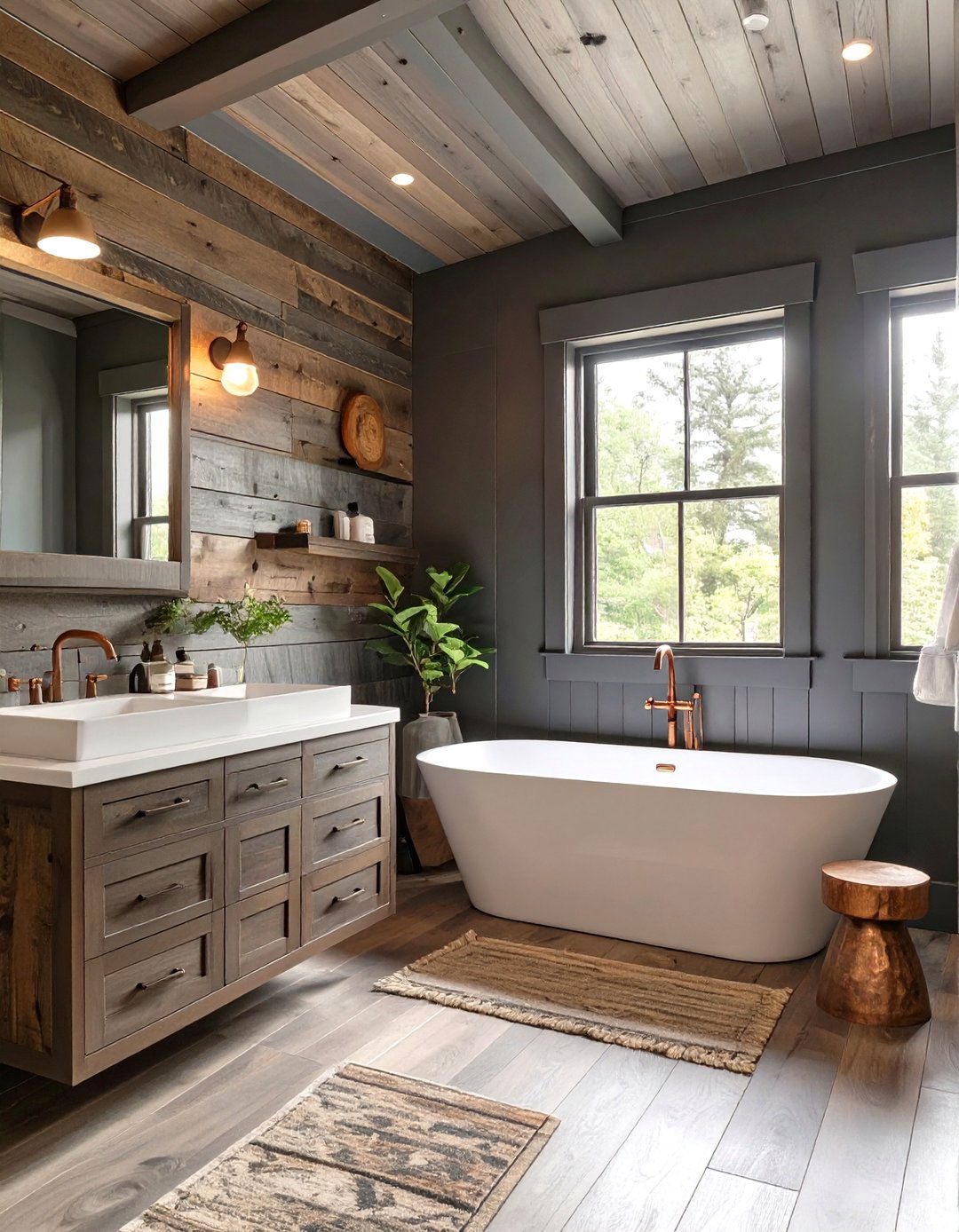 A Dark and Moody Themed Bathroom - 30 cabin bathroom ideas