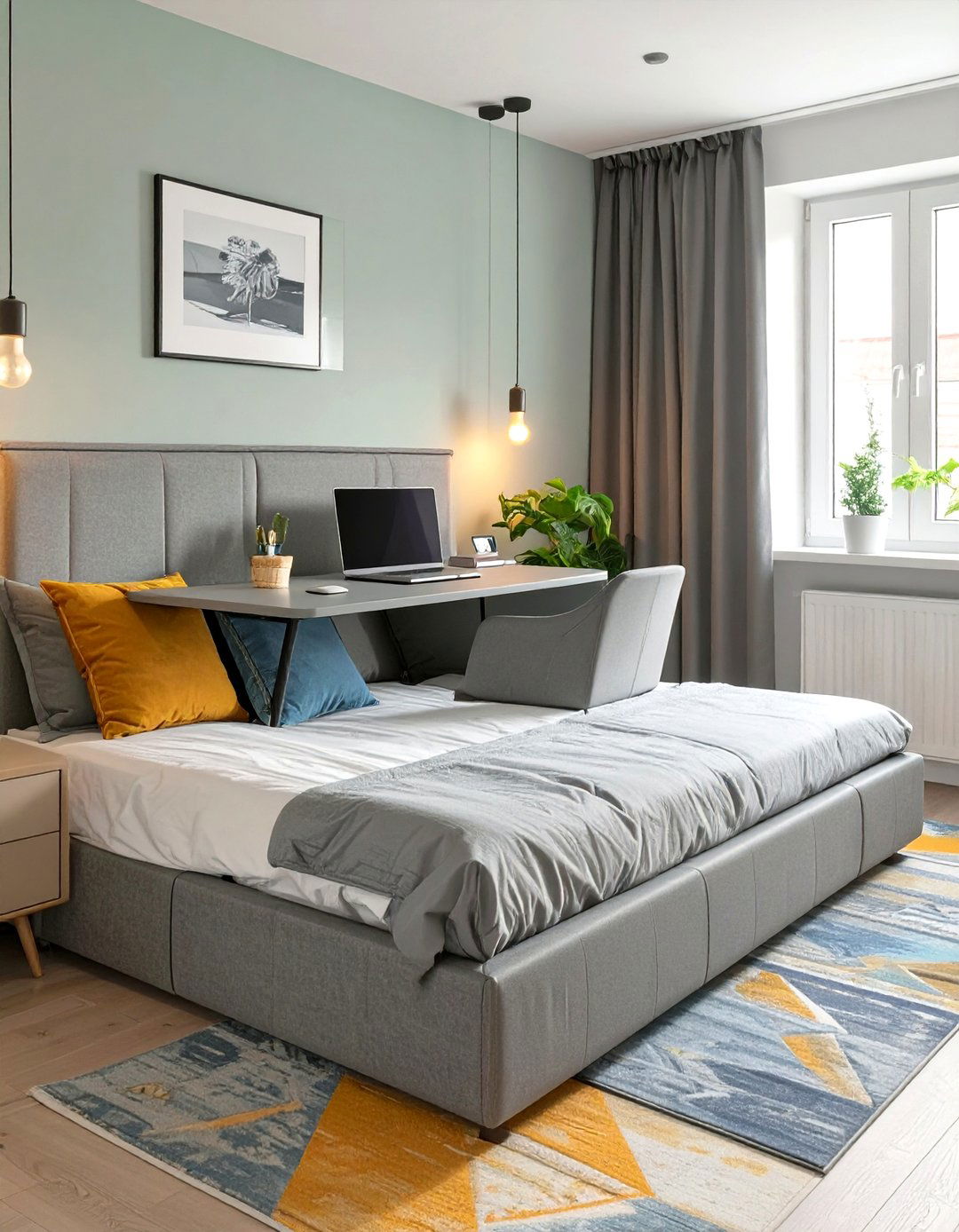 A Daybed and a Laptop Table - 30 small bedroom office combo ideas