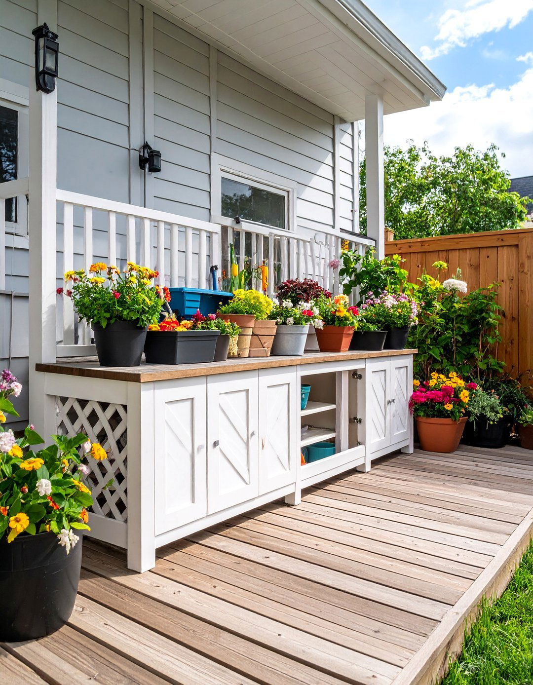 A Deck Skirting with Storage - 30 backyard deck ideas on a budget