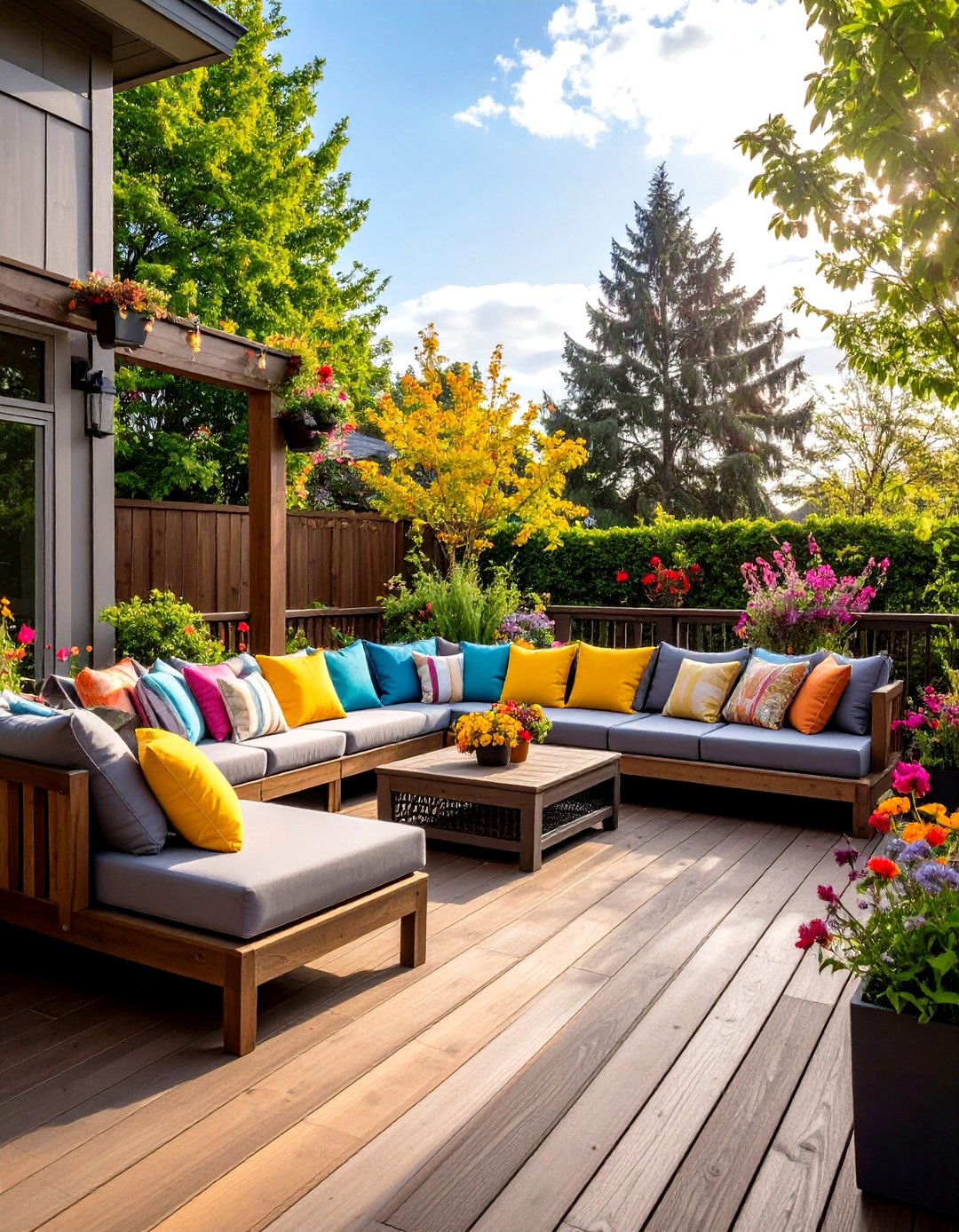A Deck with Built In Seating - 30 design a deck ideas