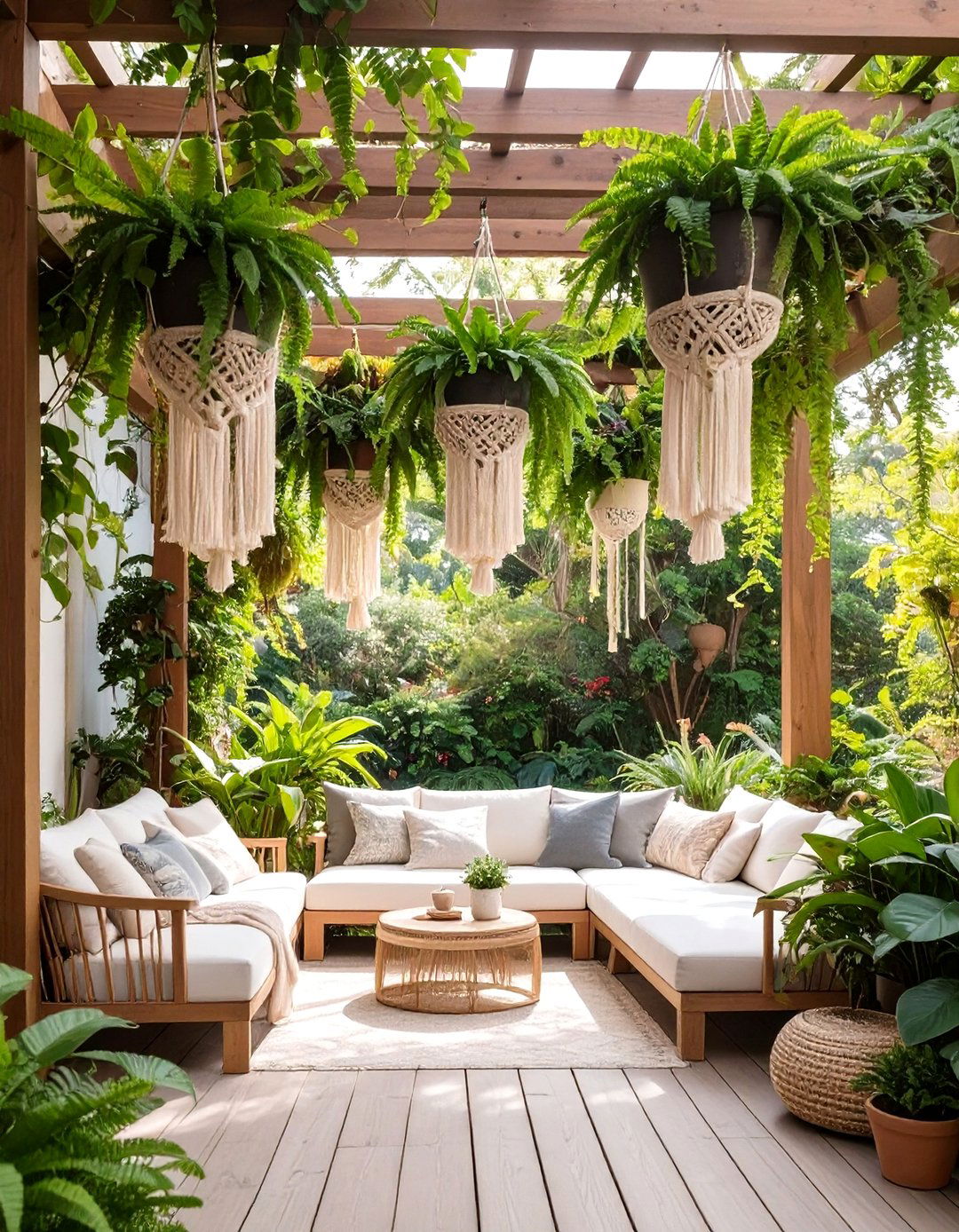 A Deck with Hanging Plant Displays - 30 deck decorating ideas with plants