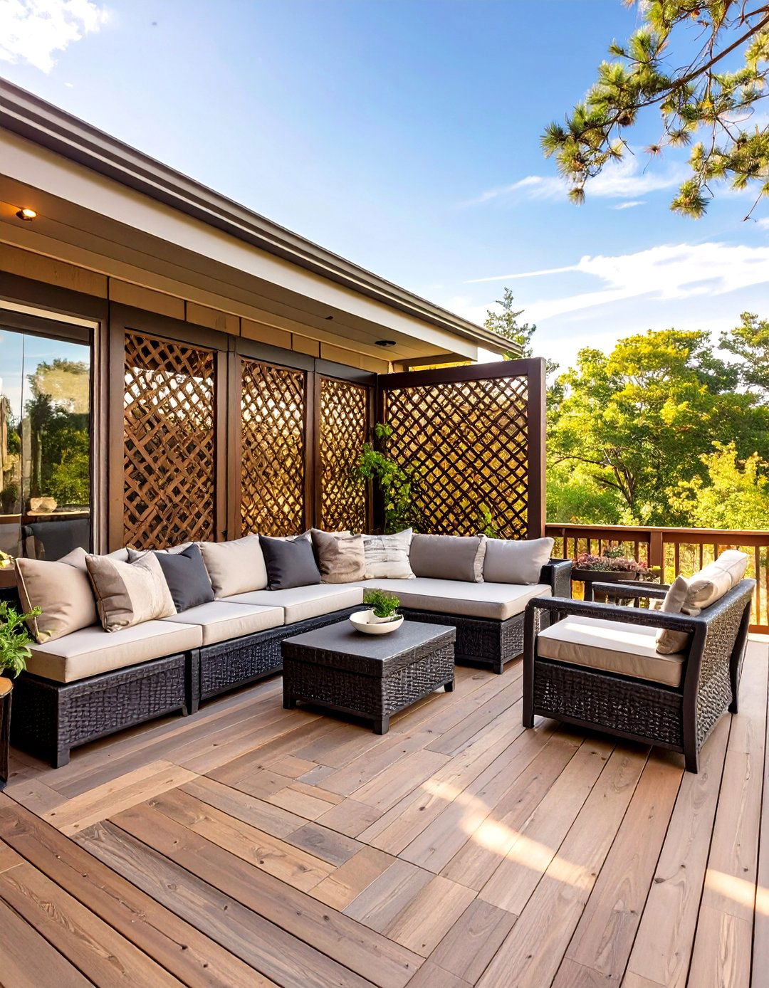 A Deck with Privacy Screens - 30 inexpensive deck ideas