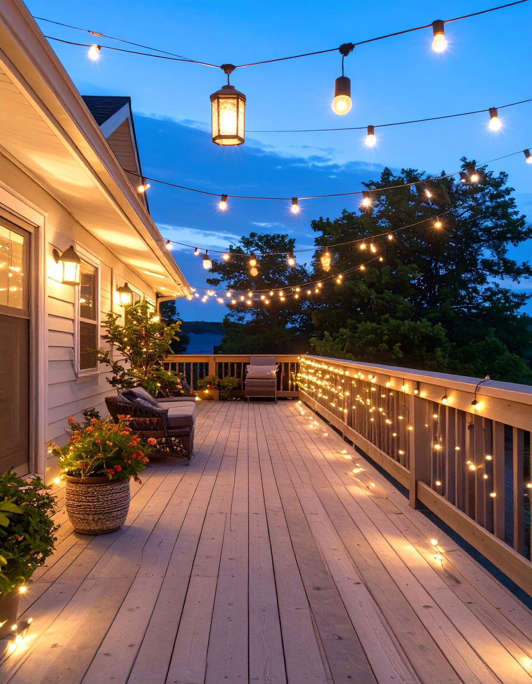 A Deck with Solar Lighting - 30 inexpensive deck ideas