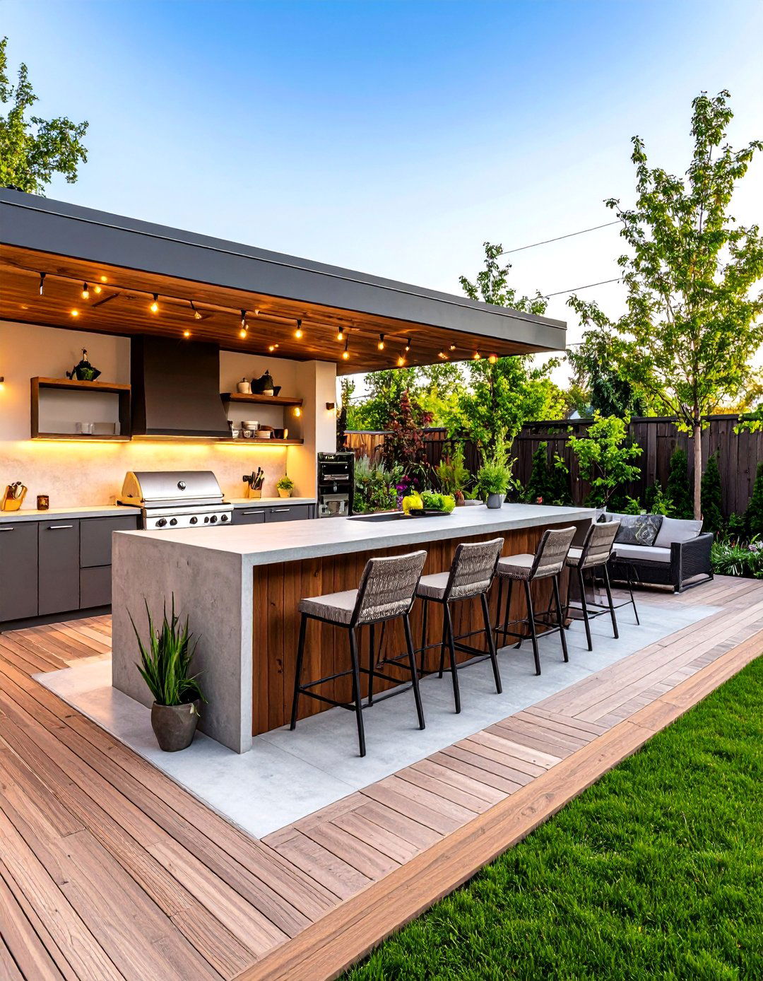 A Deck with a Built In Bar and Serving Station - 30 ai deck design ideas