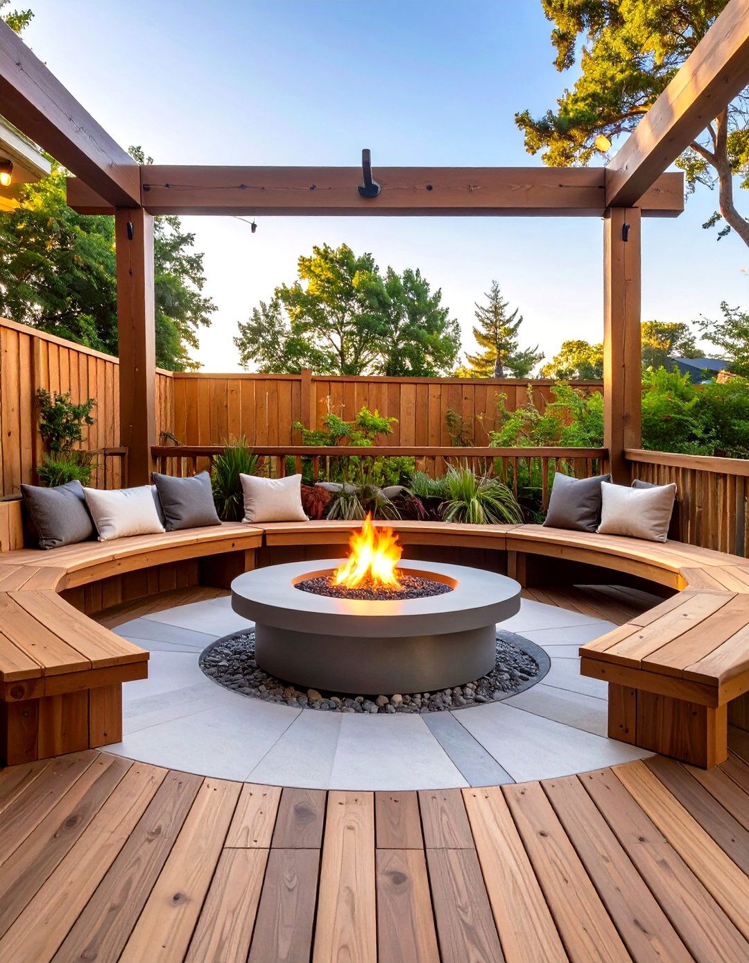 A Deck with a DIY Fire Pit - 30 inexpensive deck ideas