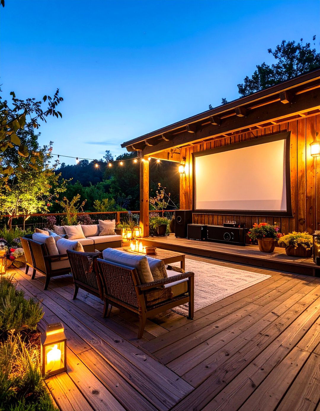 A Deck with a Dedicated Outdoor Cinema - 30 ai deck design ideas