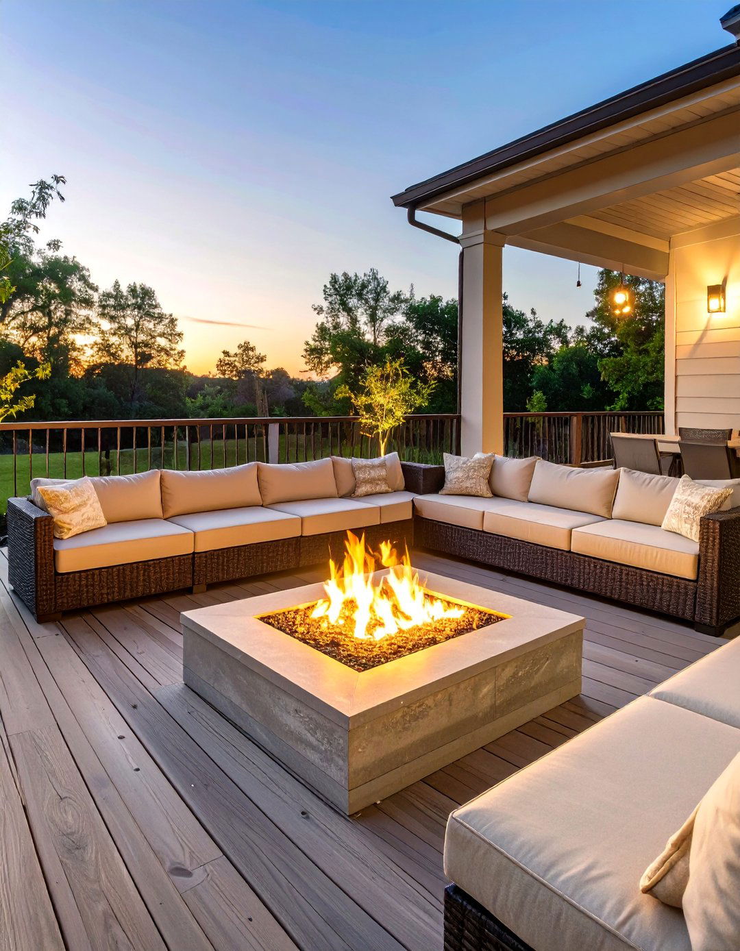 A Deck with a Fire Pit Centerpiece - 30 deck decor ideas