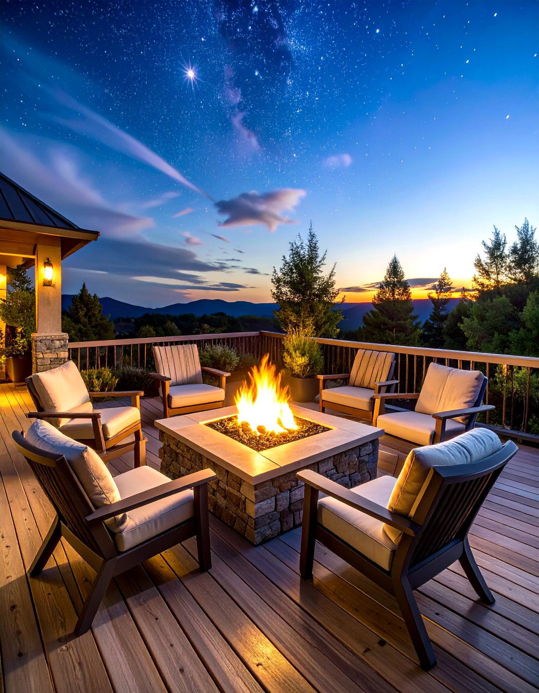 A Deck with a Fire Pit - 30 backyard deck designs