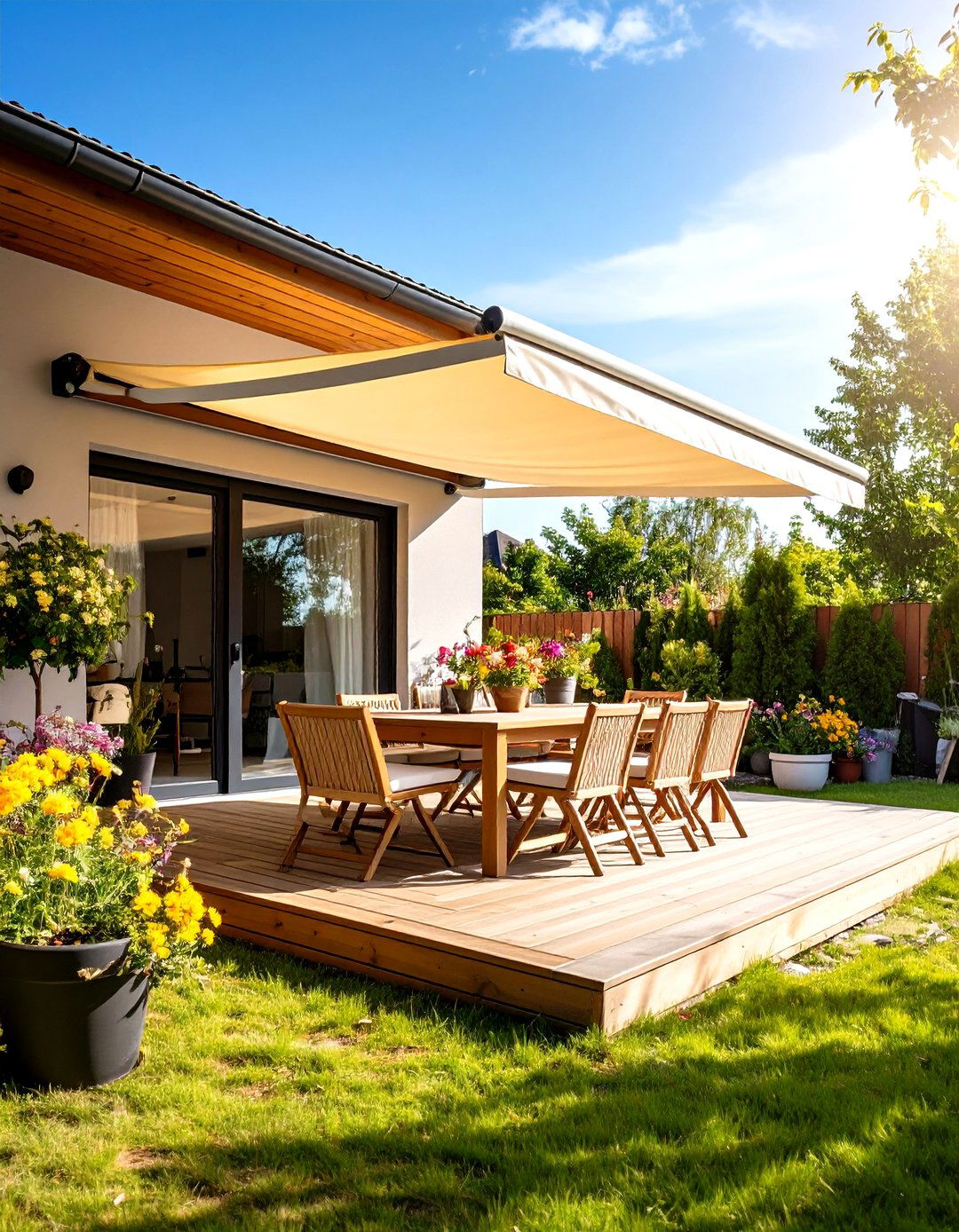 A Deck with a Retractable Awning - 30 design a deck ideas