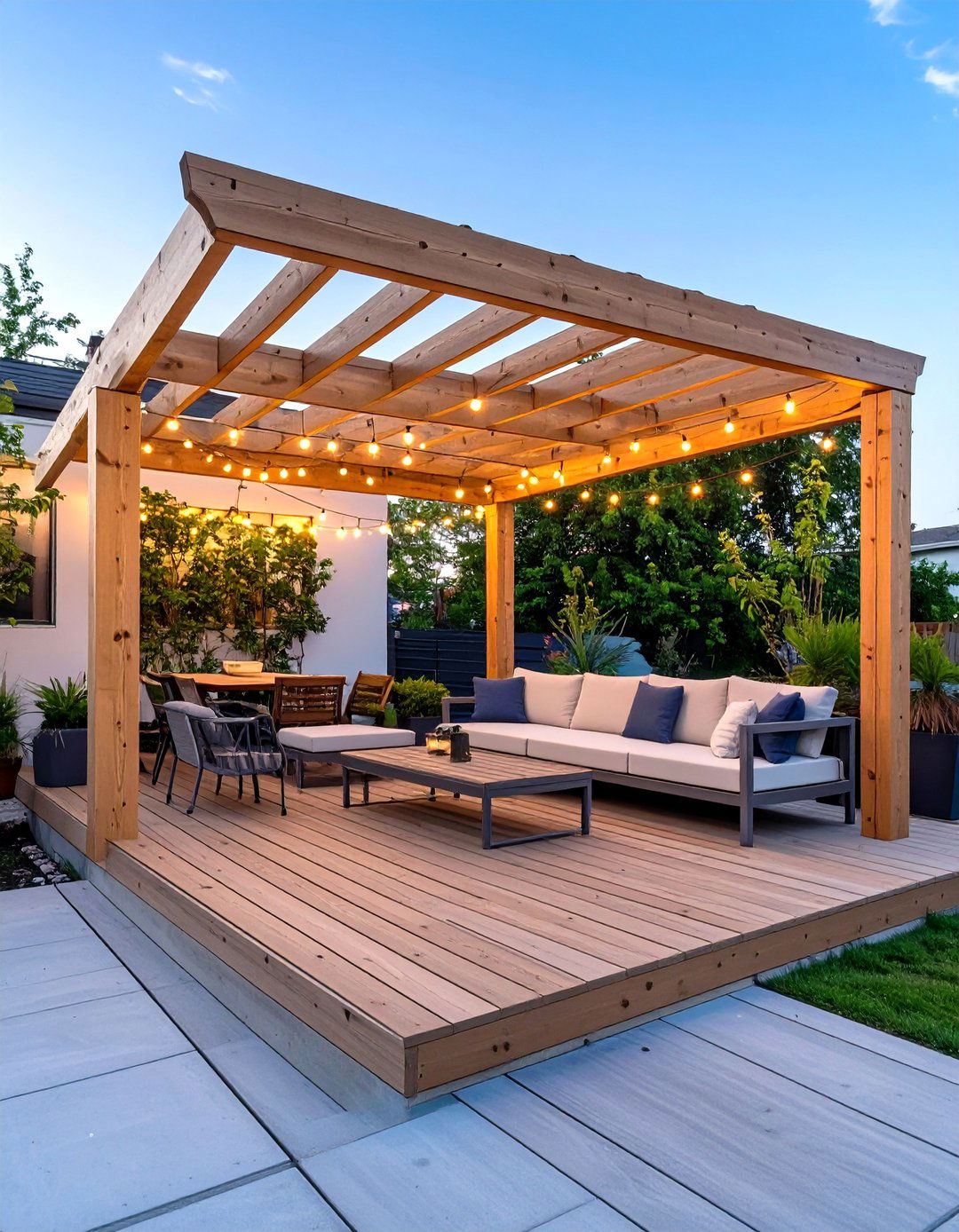 A Deck with a Simple Pergola - 30 inexpensive deck ideas