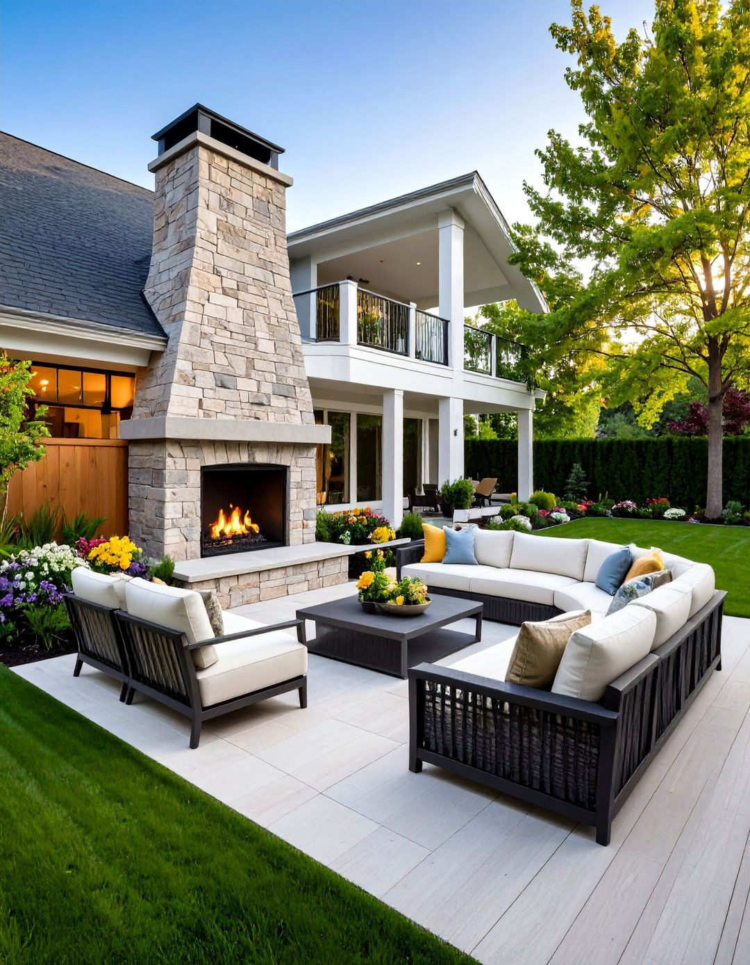 A Deck with a Statement Fire Feature - 30 design a deck ideas