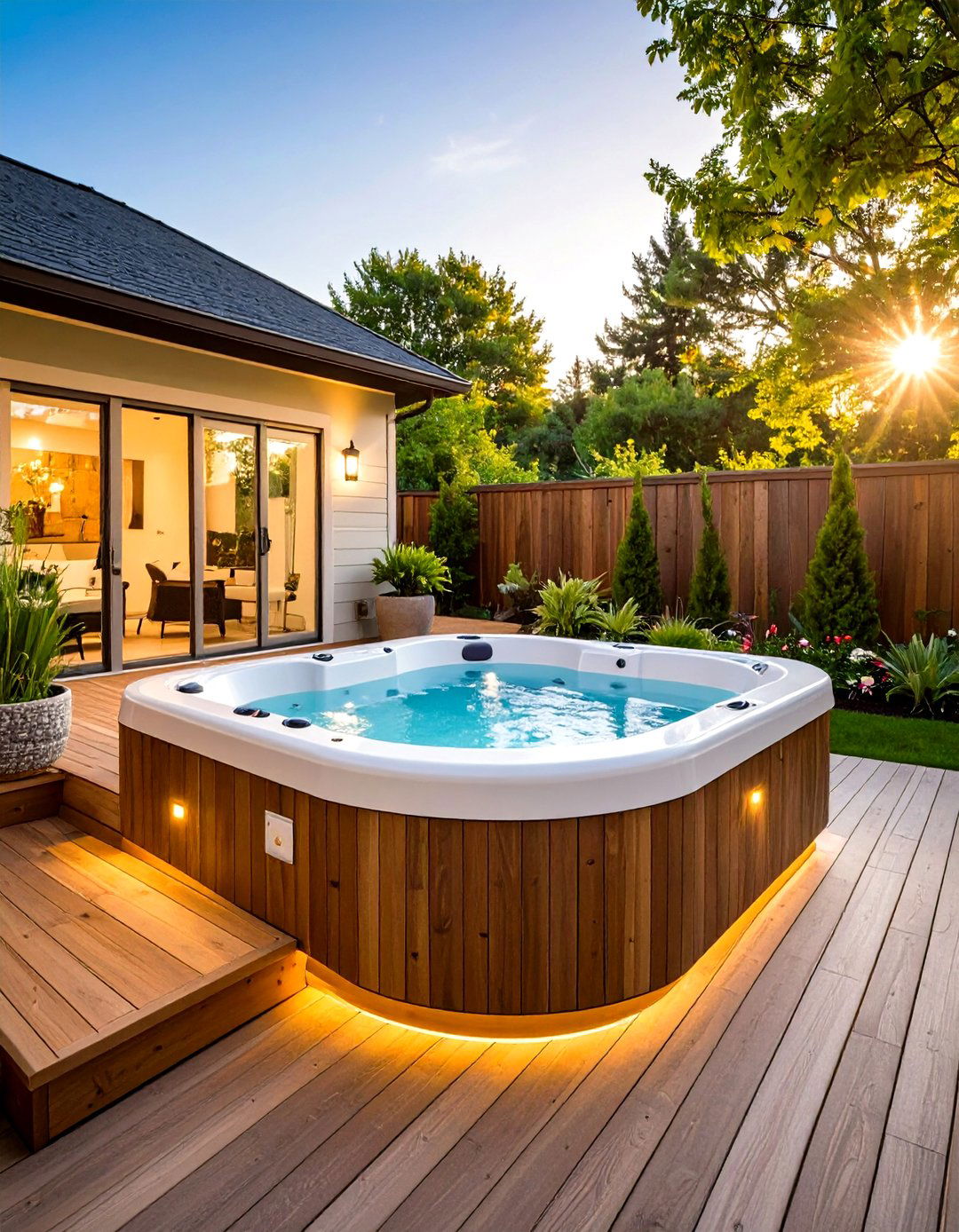 A Deck with a Sunken Hot Tub - 30 design a deck ideas