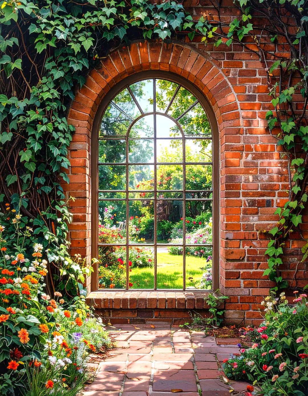 A Decorative Mirror to Brighten a Shady Garden Corner - 30 shady garden corner ideas