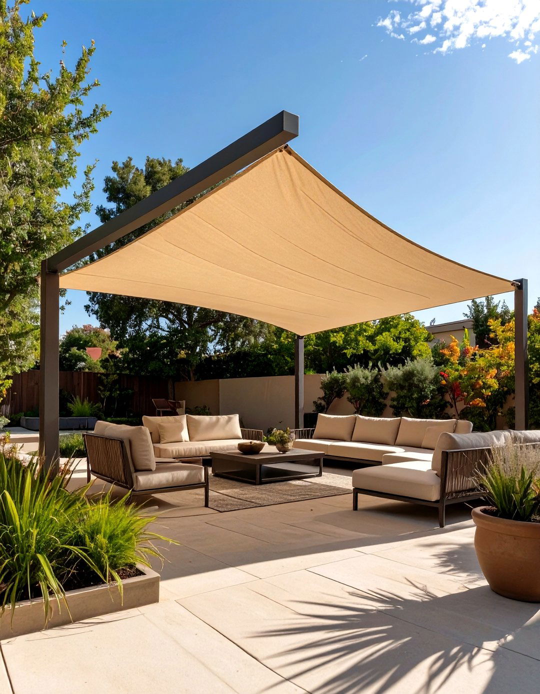A Decorative Shade Sail - 30 outdoor patio decor ideas