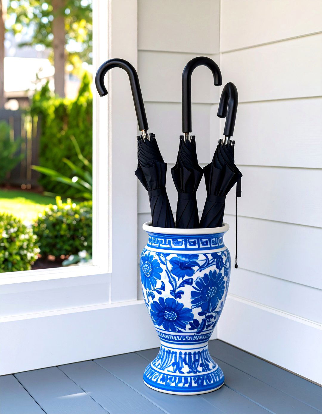 A Decorative Umbrella Stand - 30 very small front porch decorating ideas