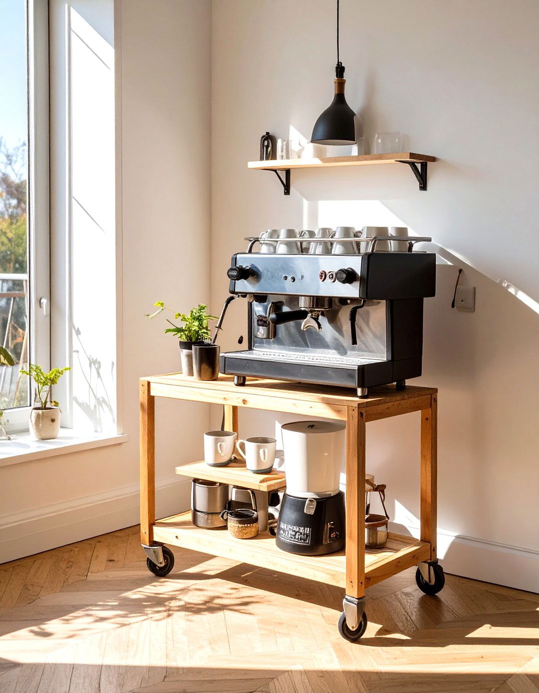 A Dedicated Coffee Station on a Cart - 30 unfitted kitchen ideas