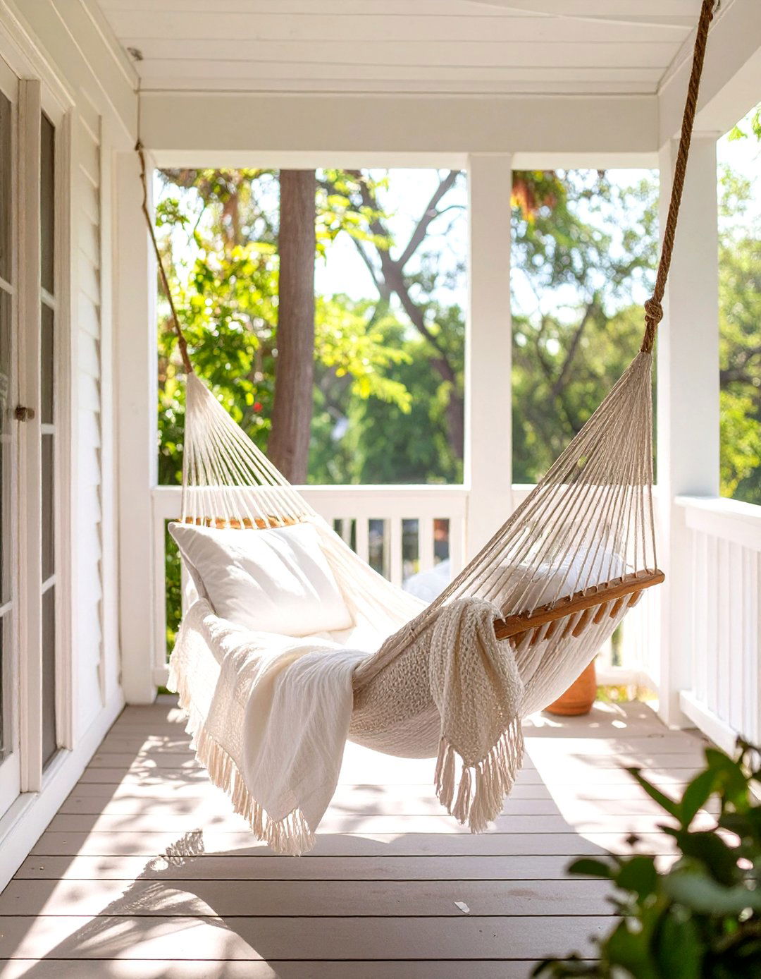 A Dedicated Nap Station with a Hammock - 30 simple screened in porch ideas