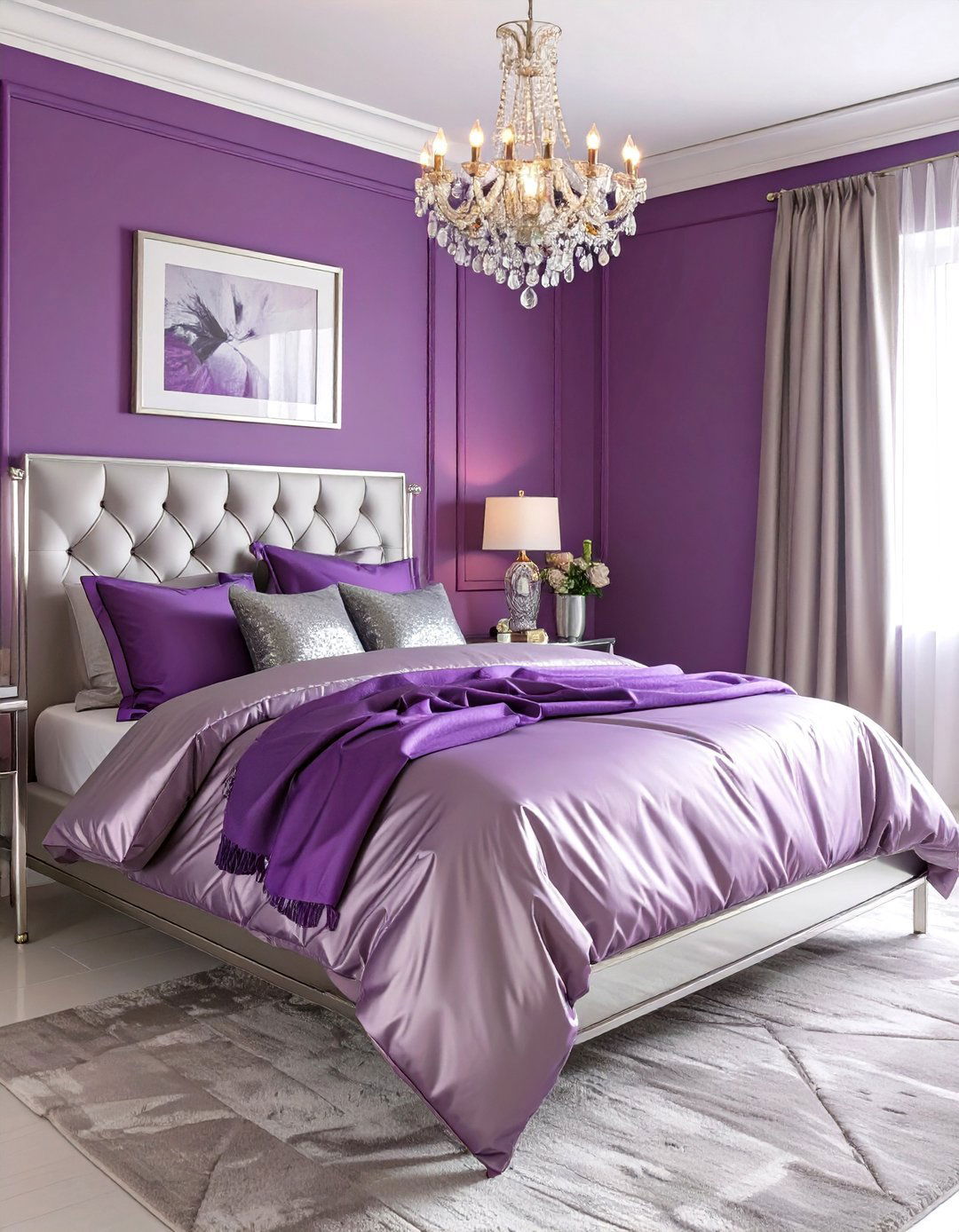 A Deep Plum and Silver Bedroom - 30 colorful bedroom ideas