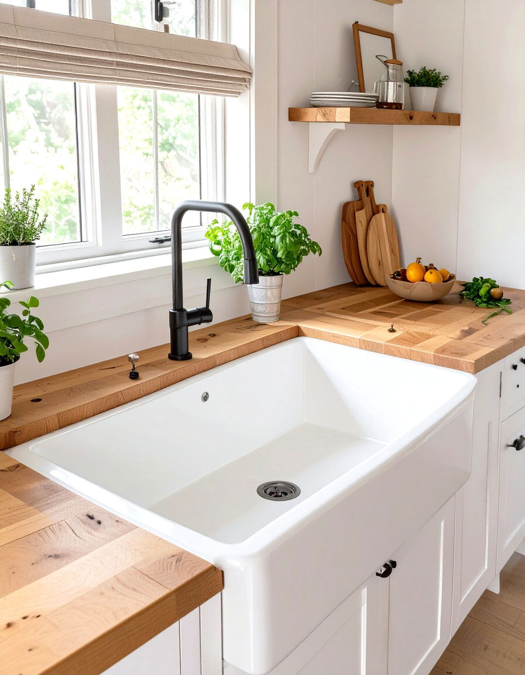 A Deep Single Basin Farmhouse Sink - 30 tiny home kitchen ideas