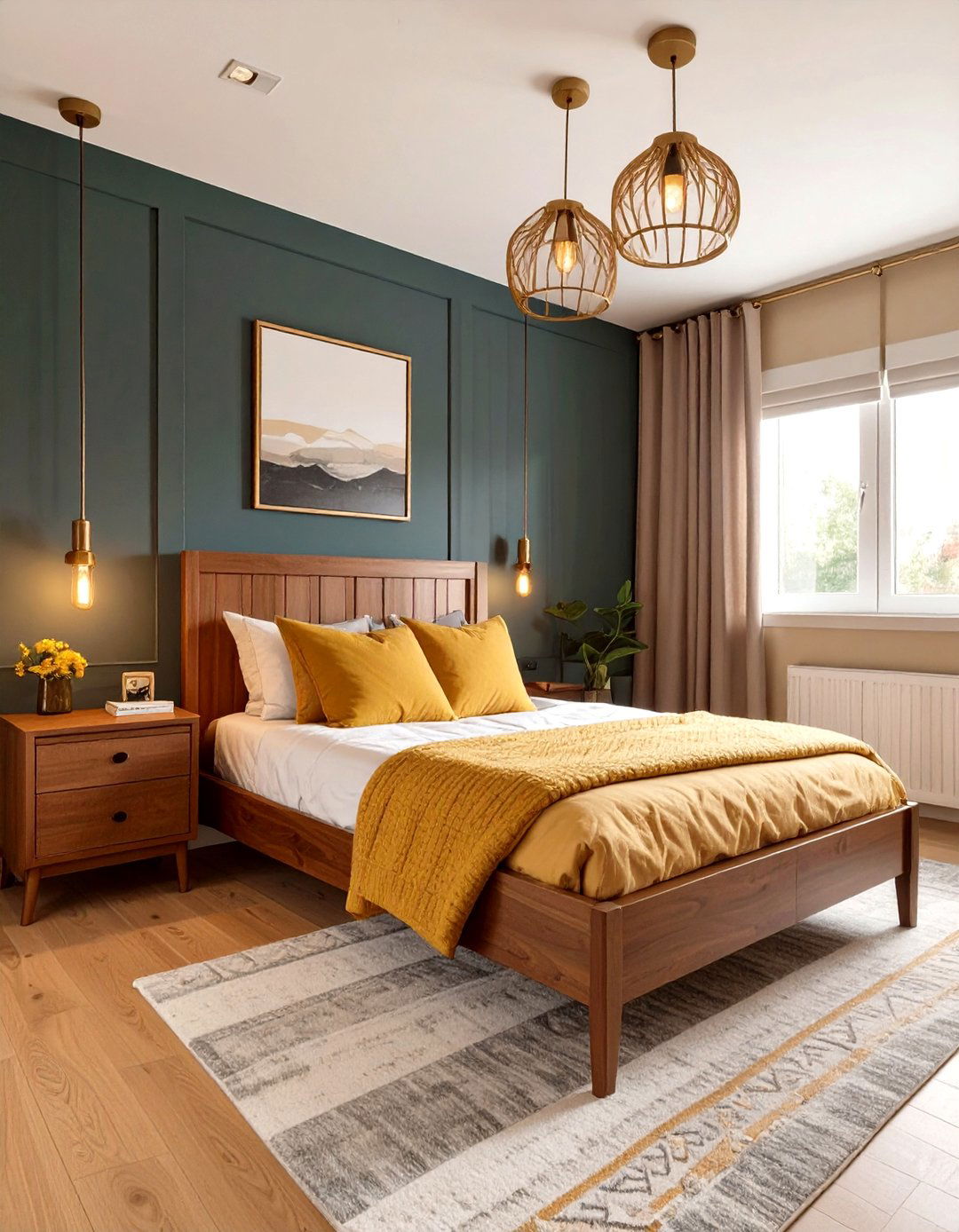 A Deep Teal and Wood Tones Bedroom - 30 boys bedroom paint ideas