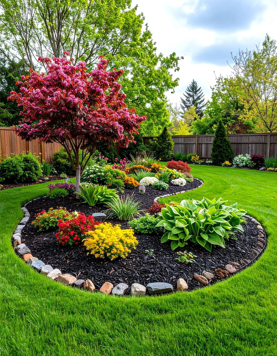 A Defined Mulch Bed Island - 30 easy landscaping ideas