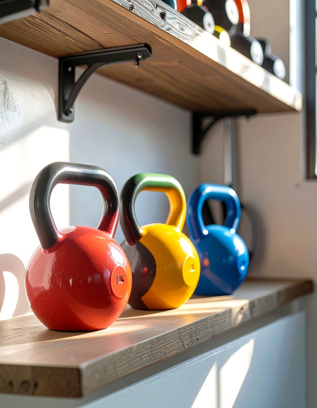 A Designated Kettlebell Corner in a Small Garage Gym - 30 small garage gym ideas