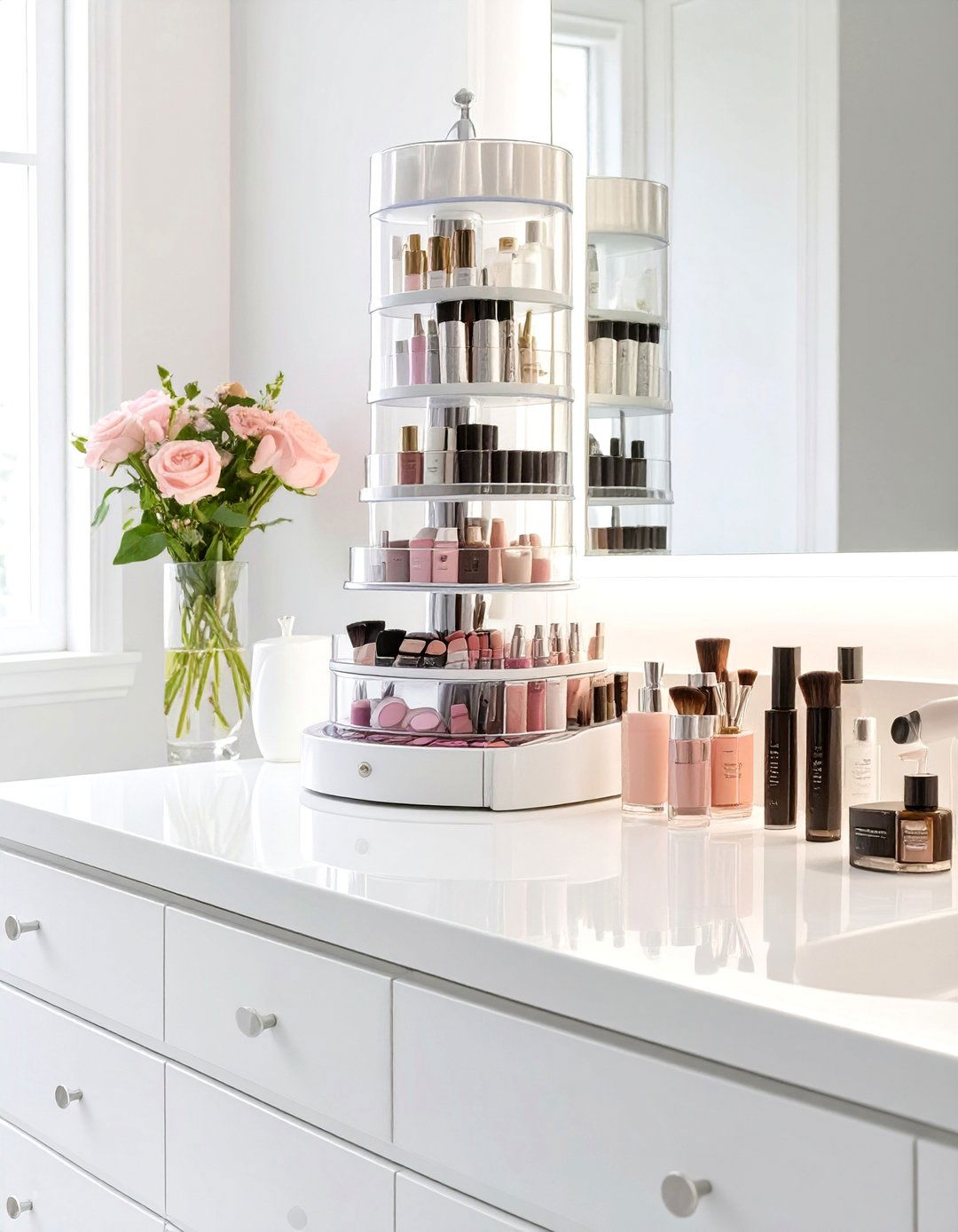A Designated Makeup Station - 30 bathroom counter organization ideas
