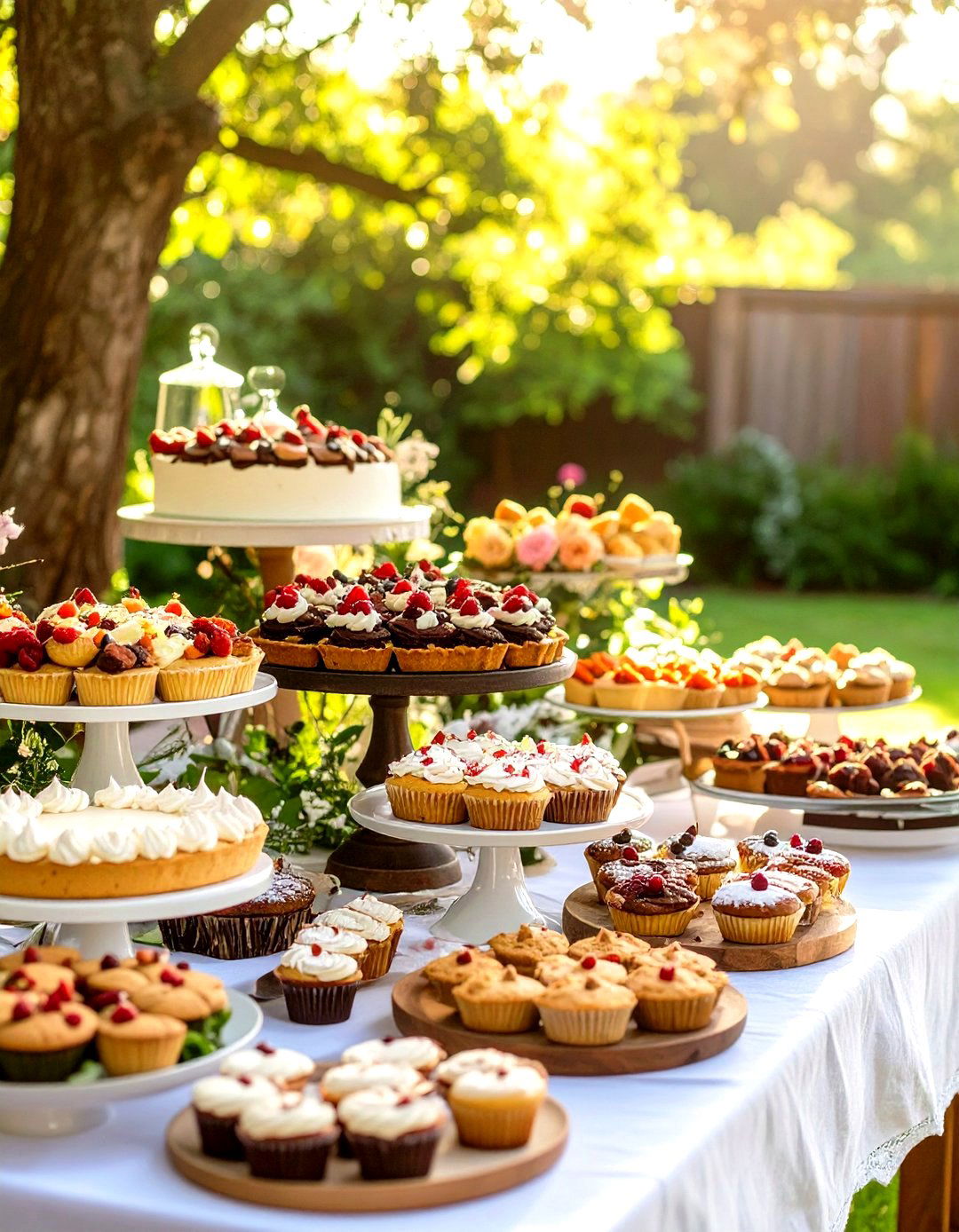 A Dessert Table with Homemade Treats - 30 small backyard wedding ideas