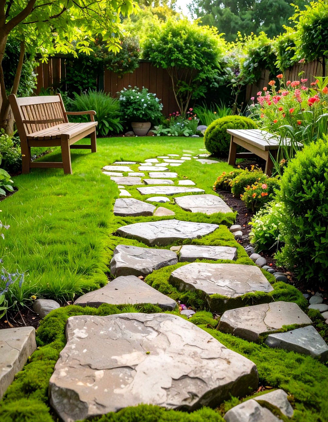 A Diagonal Pathway to Elongate the Space - 30 small backyard landscaping ideas