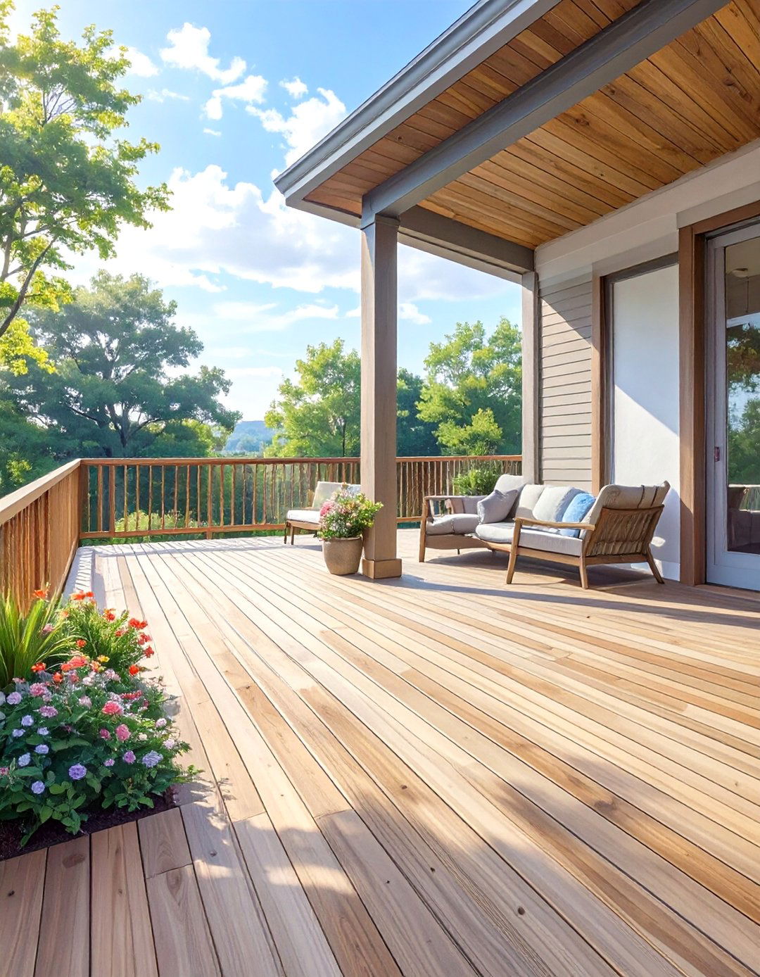 A Diagonal Plank Layout Deck - 30 deck floor covering ideas
