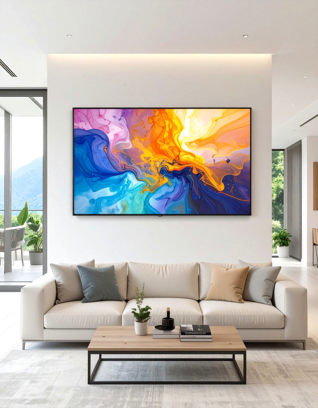 A Digital Art Display - 30 modern large wall decor ideas for living room