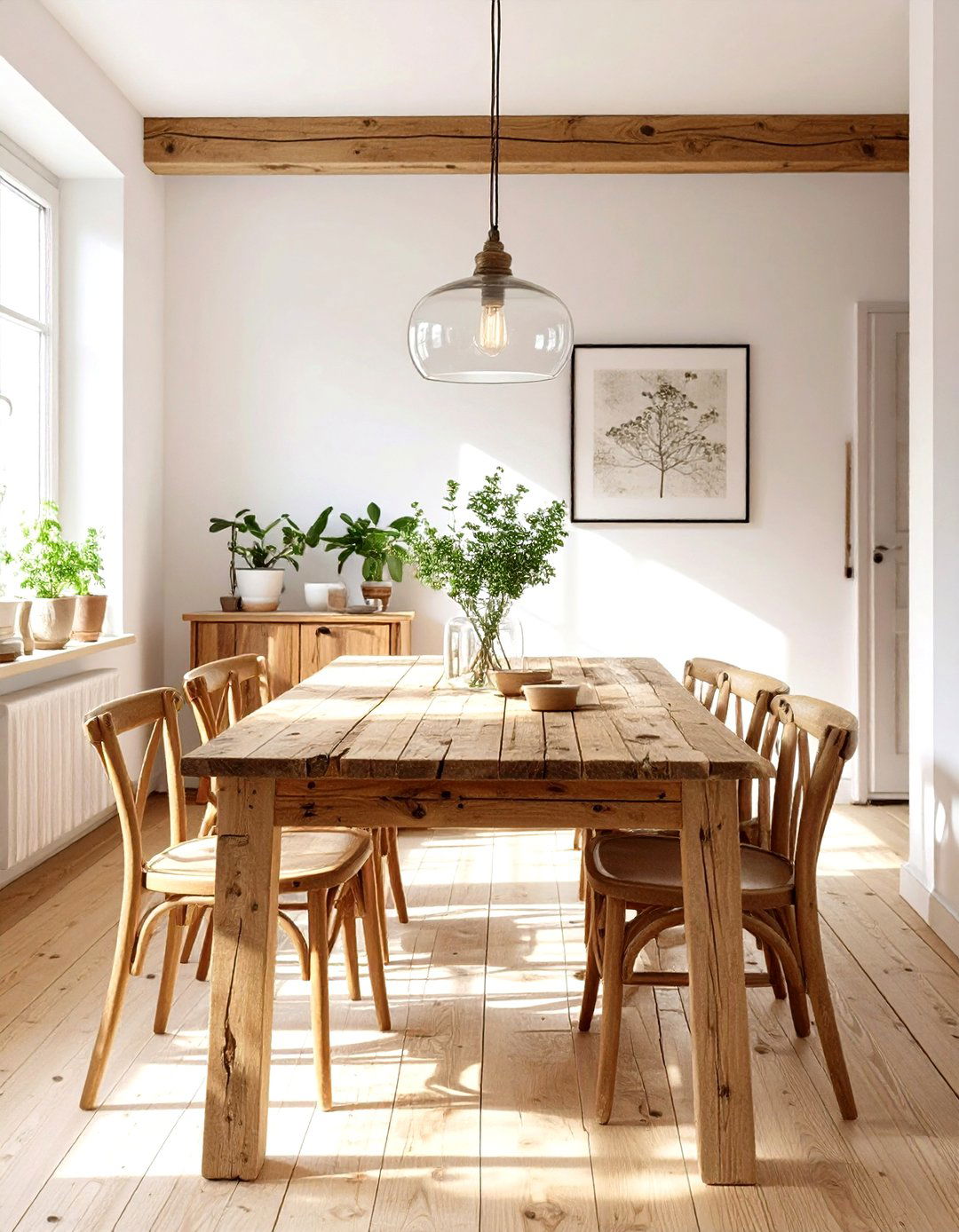 A Dining Area with Mismatched Wooden Chairs - 30 nordic interior design ideas