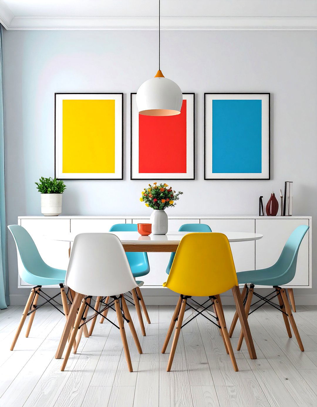 A Dining Room with Pop Art Prints - 30 dining room wall art ideas