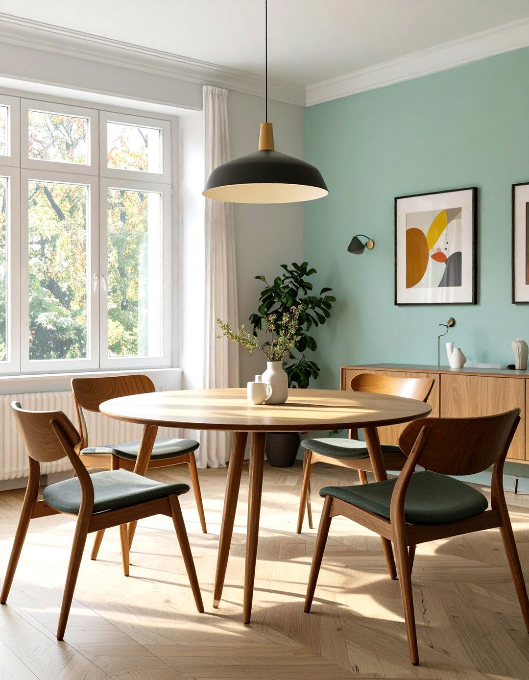 A Dining Room with Wishbone Chairs - 30 mid century interior design ideas