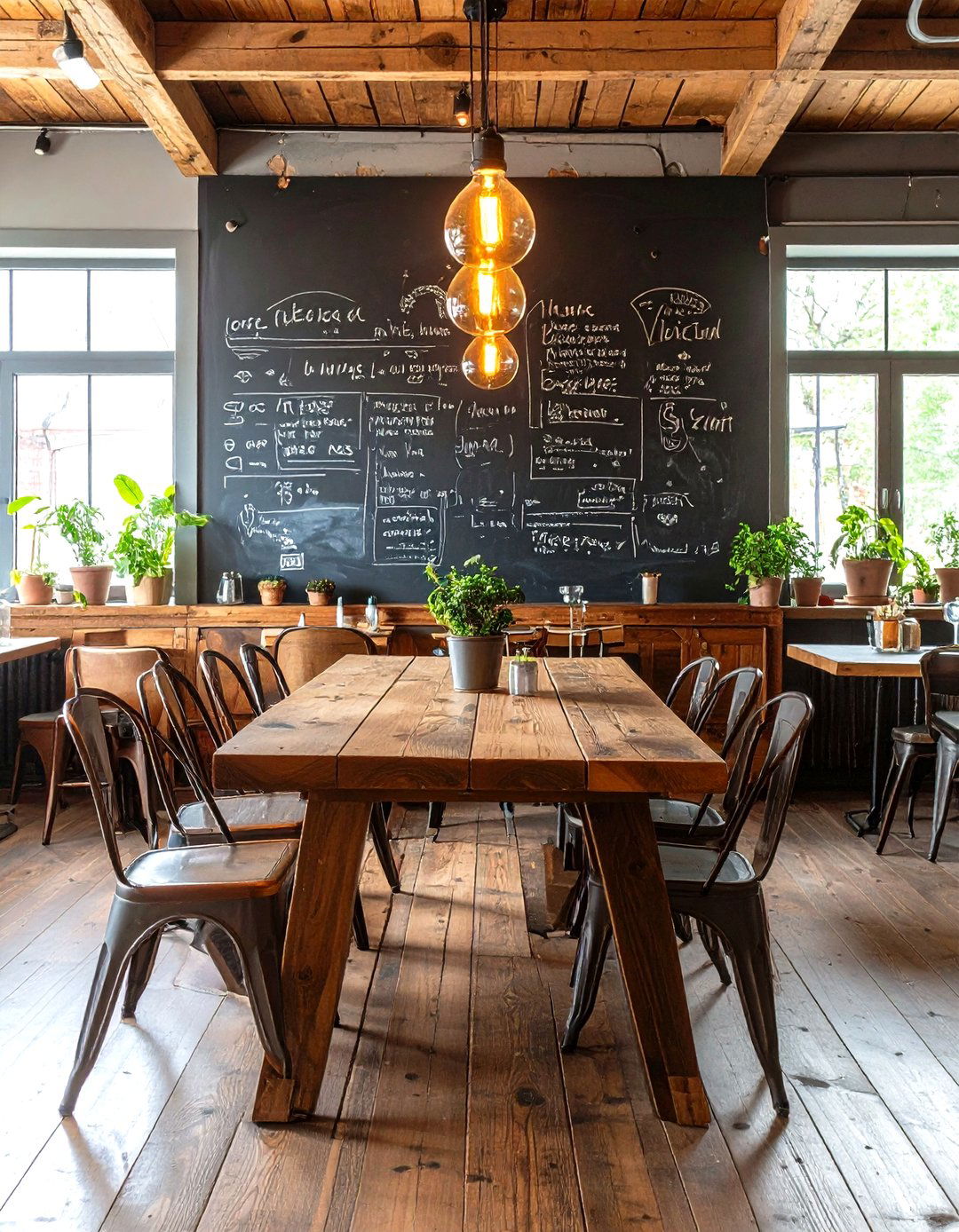 A Dining Room with a Chalkboard Wall - 30 dining room wall art ideas